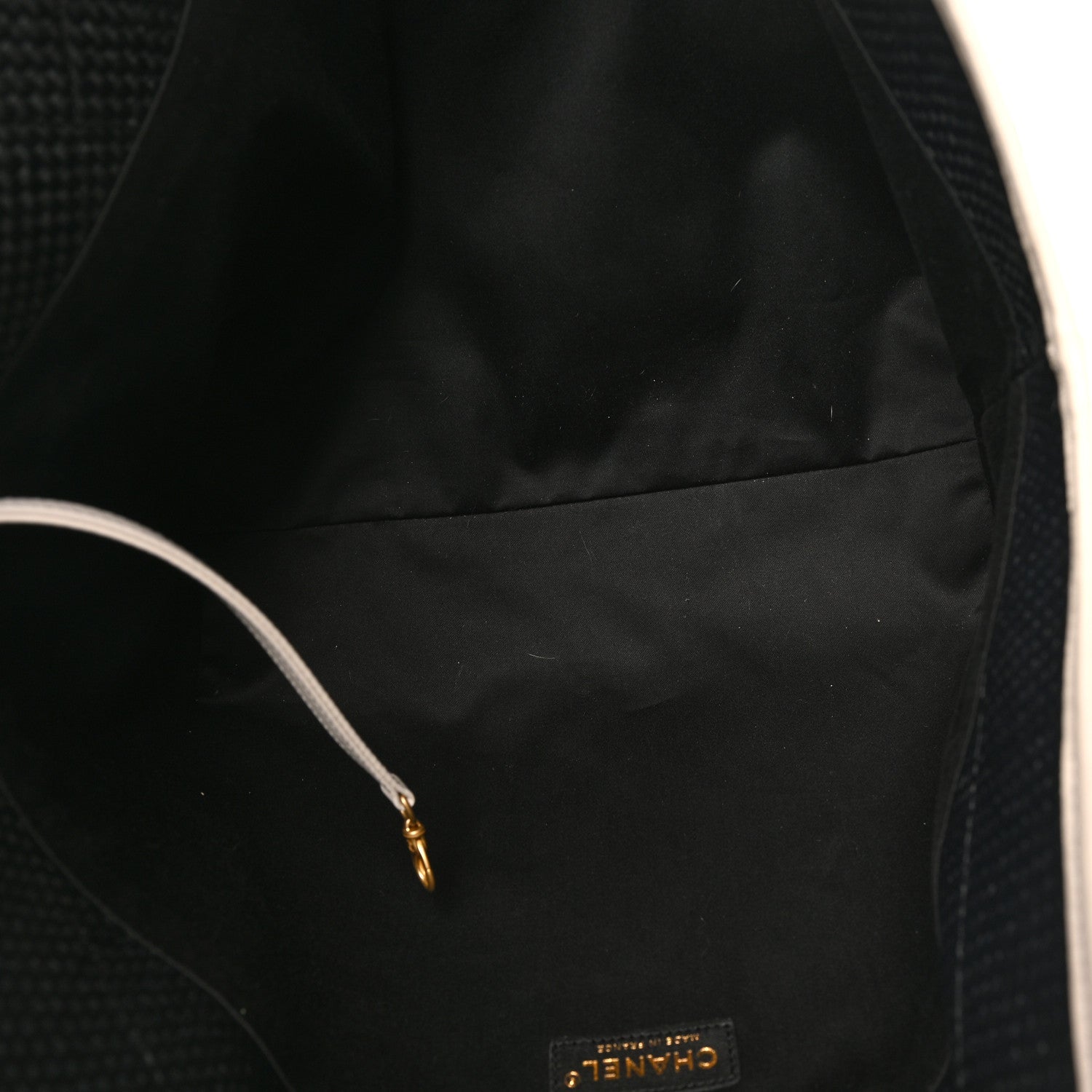 Calfskin Raffia Braided Small Shopping Tote Black White