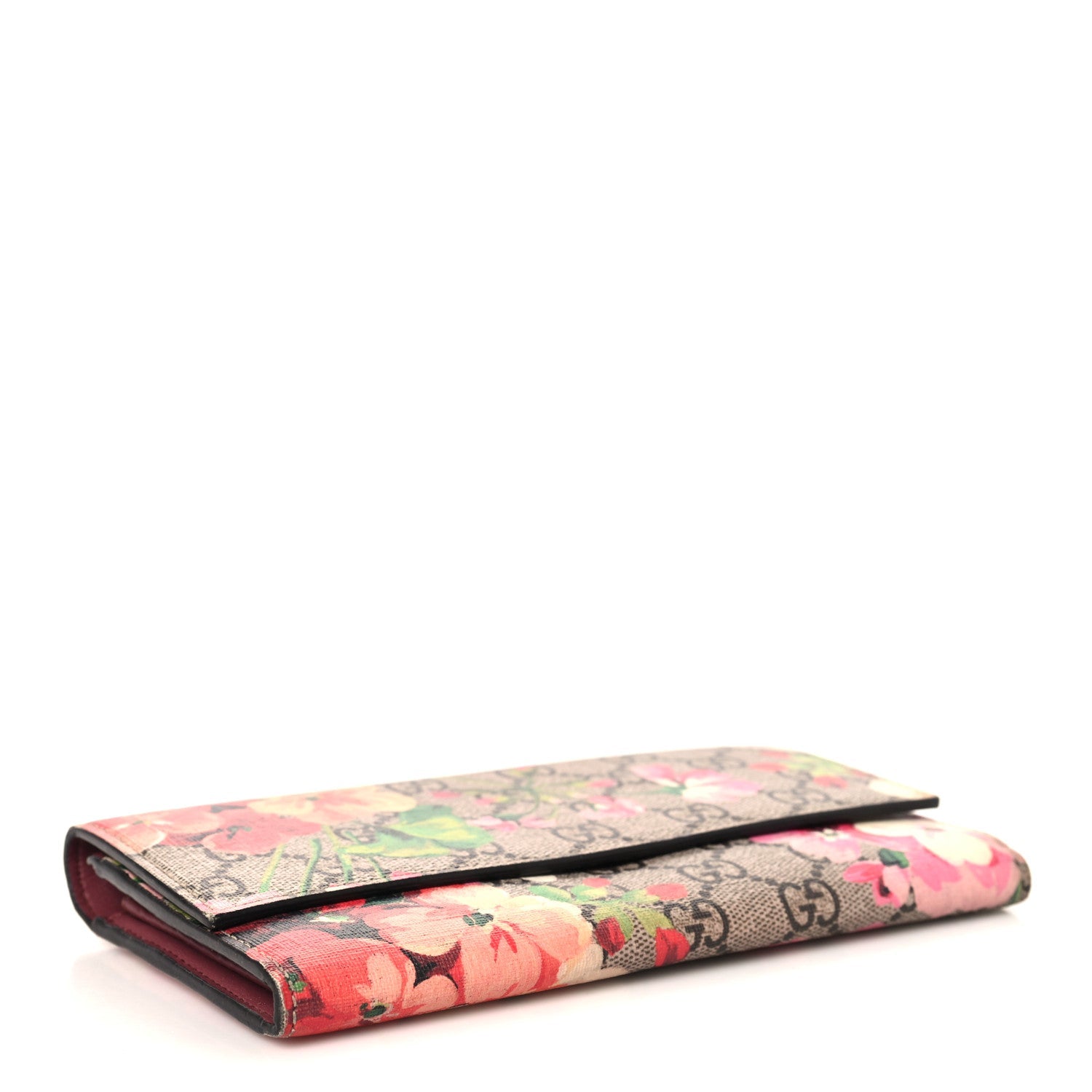 GG Supreme Monogram Blooms Continental Wallet Beige Multicolor Dry Rose