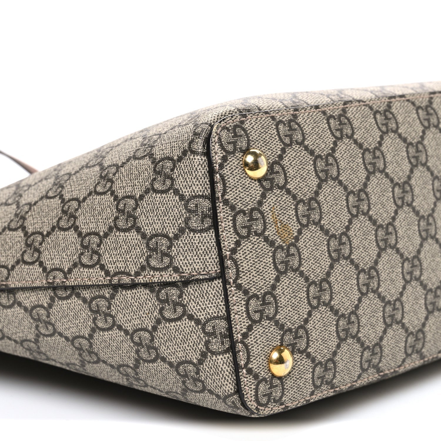 GG Supreme Monogram Medium Zippered Bucket Tote Beige Tuscany