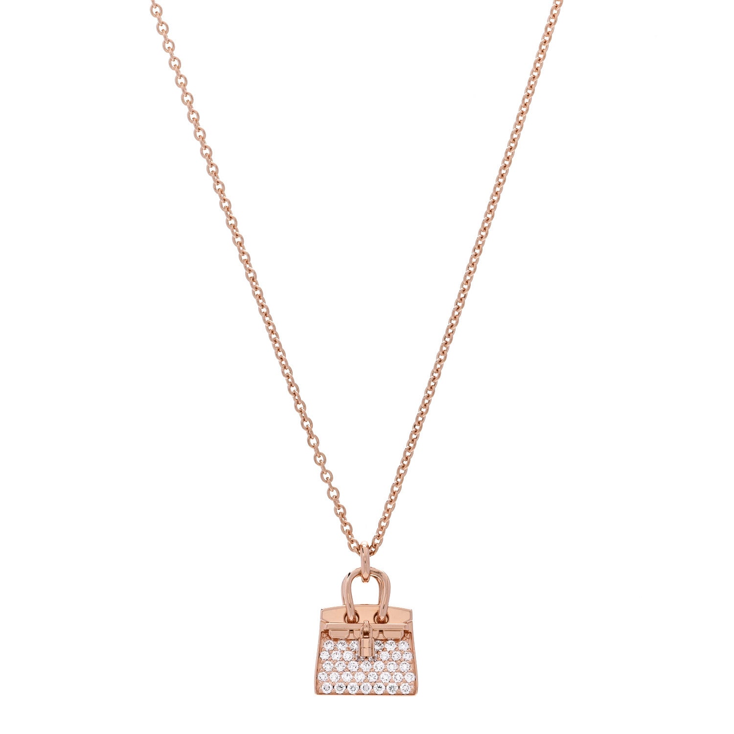 18K Rose Gold Diamond Birkin Amulettes Pendant Necklace