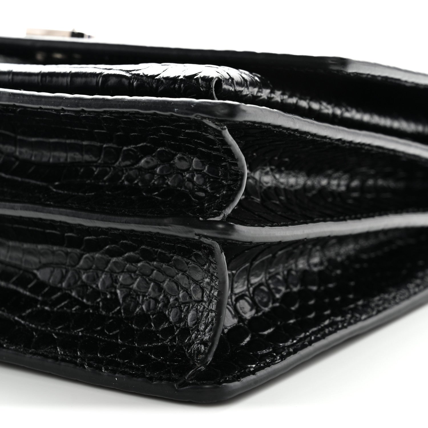 Calfskin Crocodile Embossed Medium Monogram Sunset Black