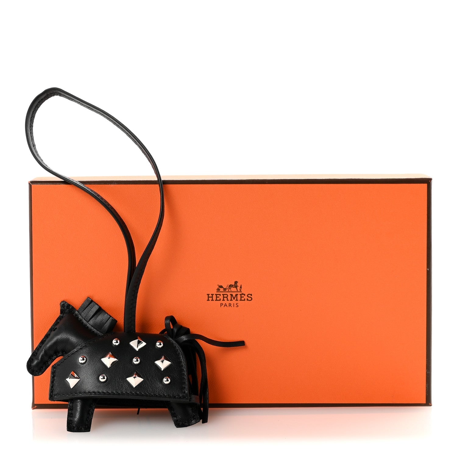 Milo Lambskin Studded Grigri Rodeo Robeo Rock Horse Bag Charm PM Black