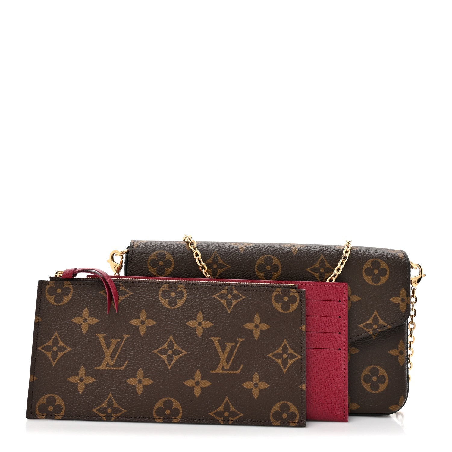Monogram Pochette Felicie Chain Wallet Fuchsia