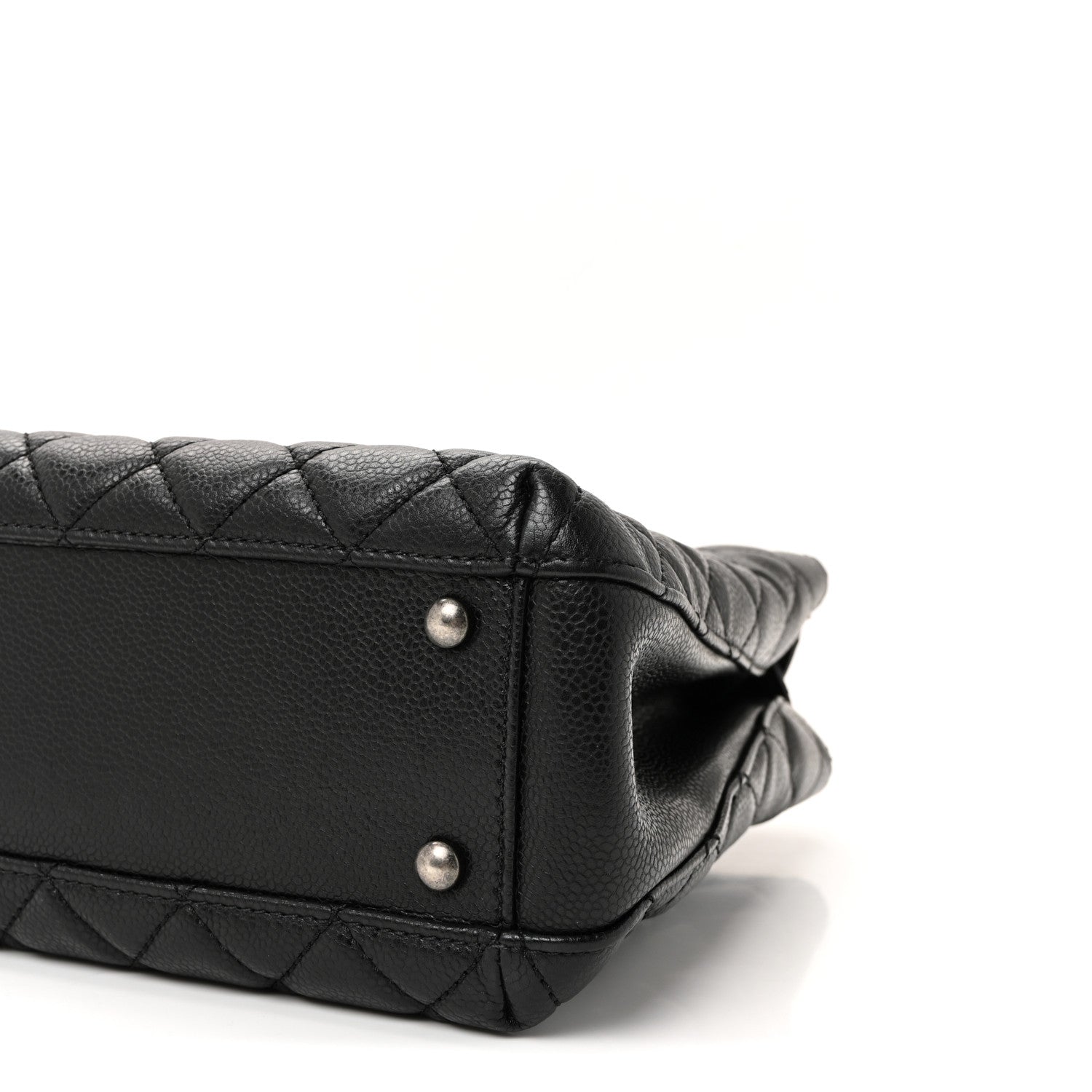 Caviar Quilted Small City Shopping Tote Black