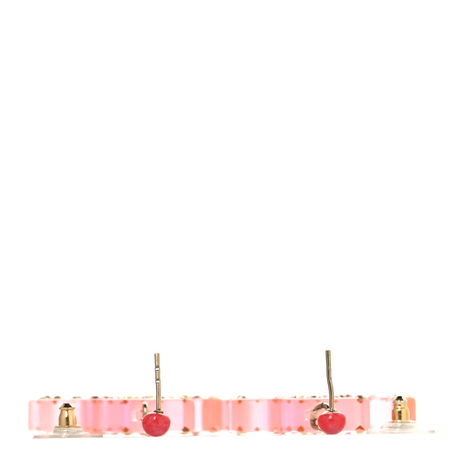 Resin Crystal CC Drop Earrings Gold Pink