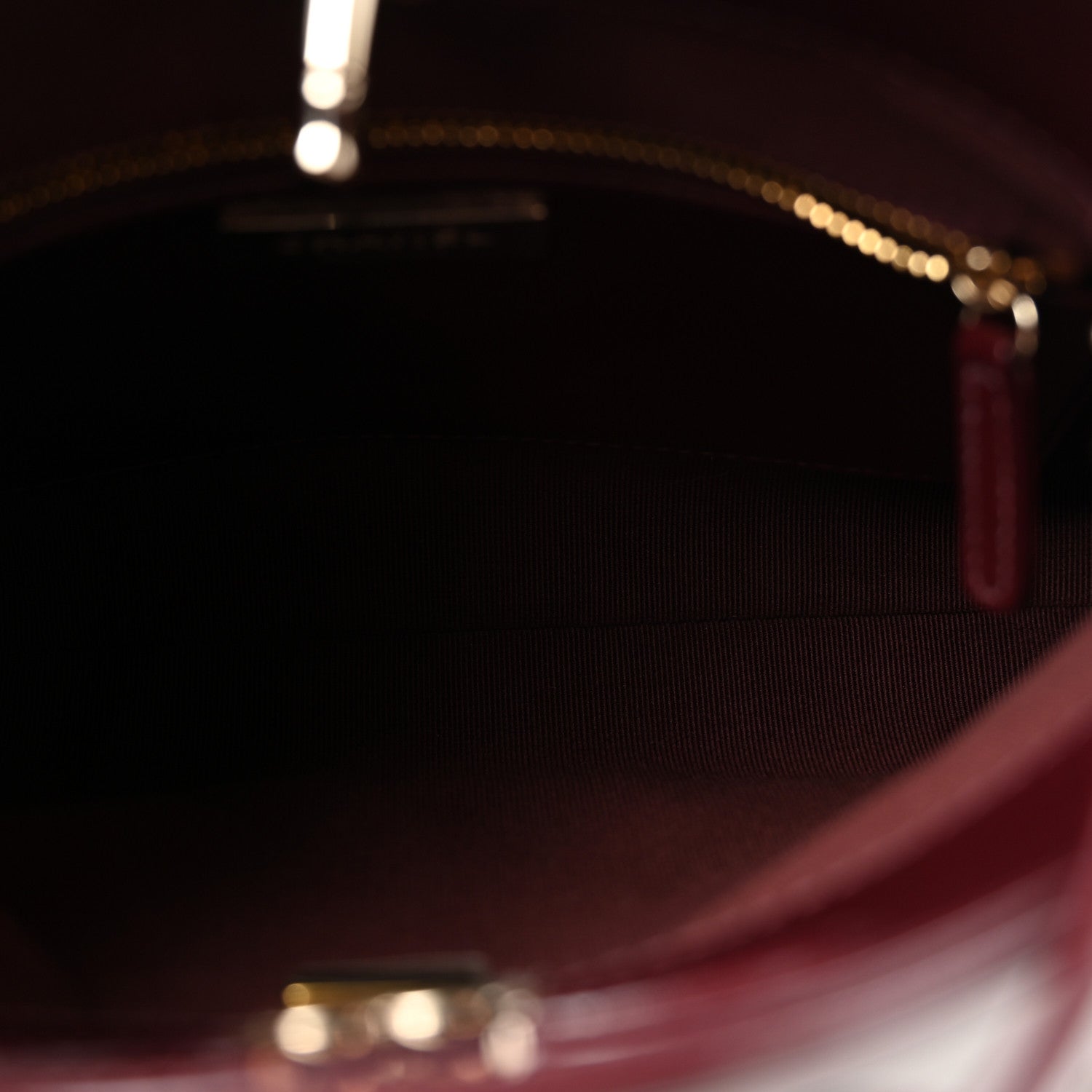 Shiny Lambskin Patent Calfskin Quilted Mini 31 Shopping Bag Dark Burgundy