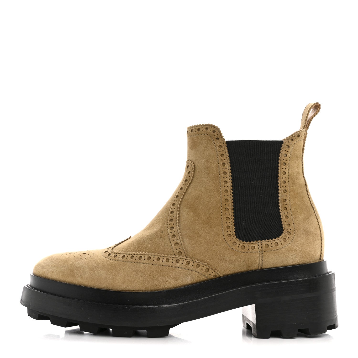 Suede Goatskin Chelsea Ankle Boots 37 Beige Gobi