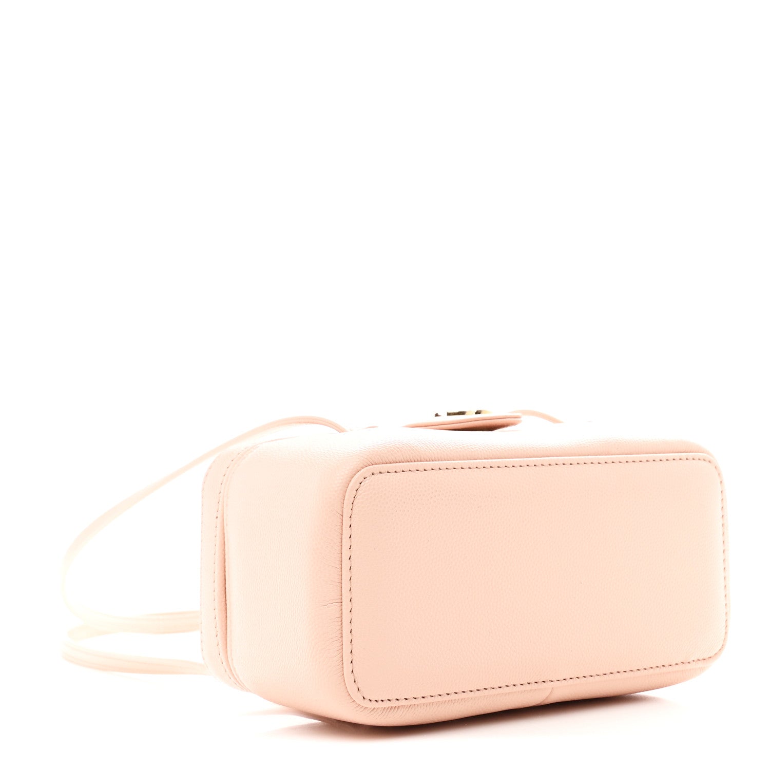 Shiny Caviar Preppy Coco Long Vanity With Strap  Light Pink