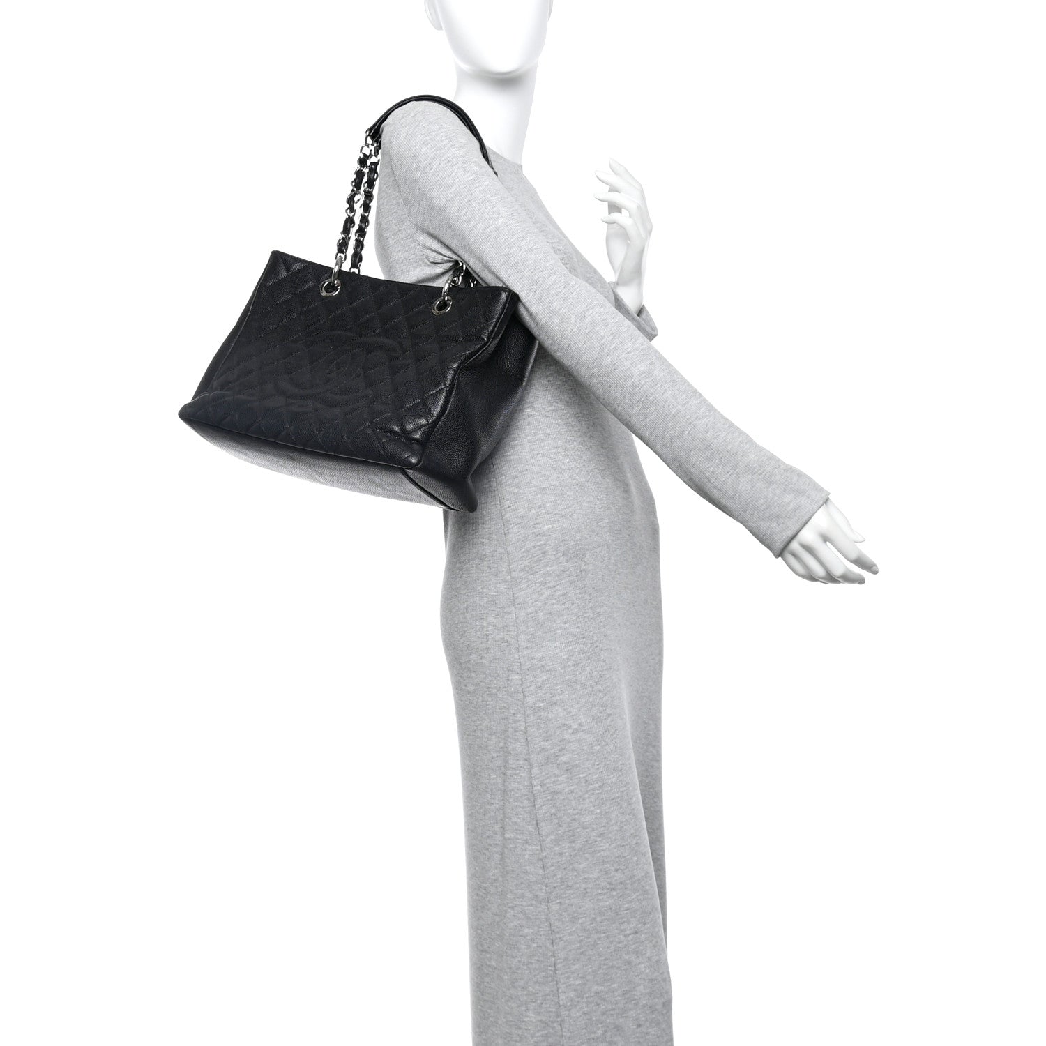 Caviar Quilted Grand Shopping Tote GST Black