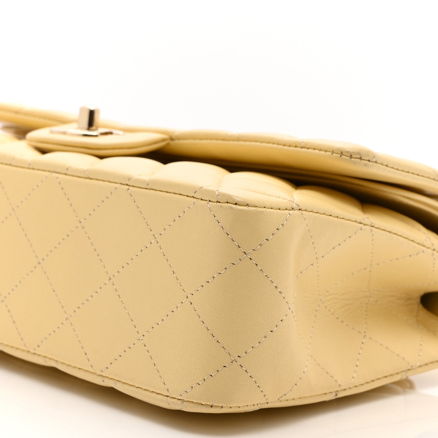 Lambskin Quilted Medium Double Flap Yellow