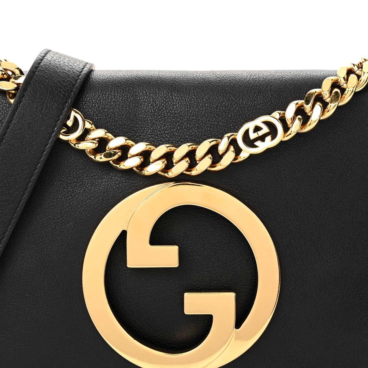 Roxy Calfskin Blondie Chain Shoulder Flap Bag Black