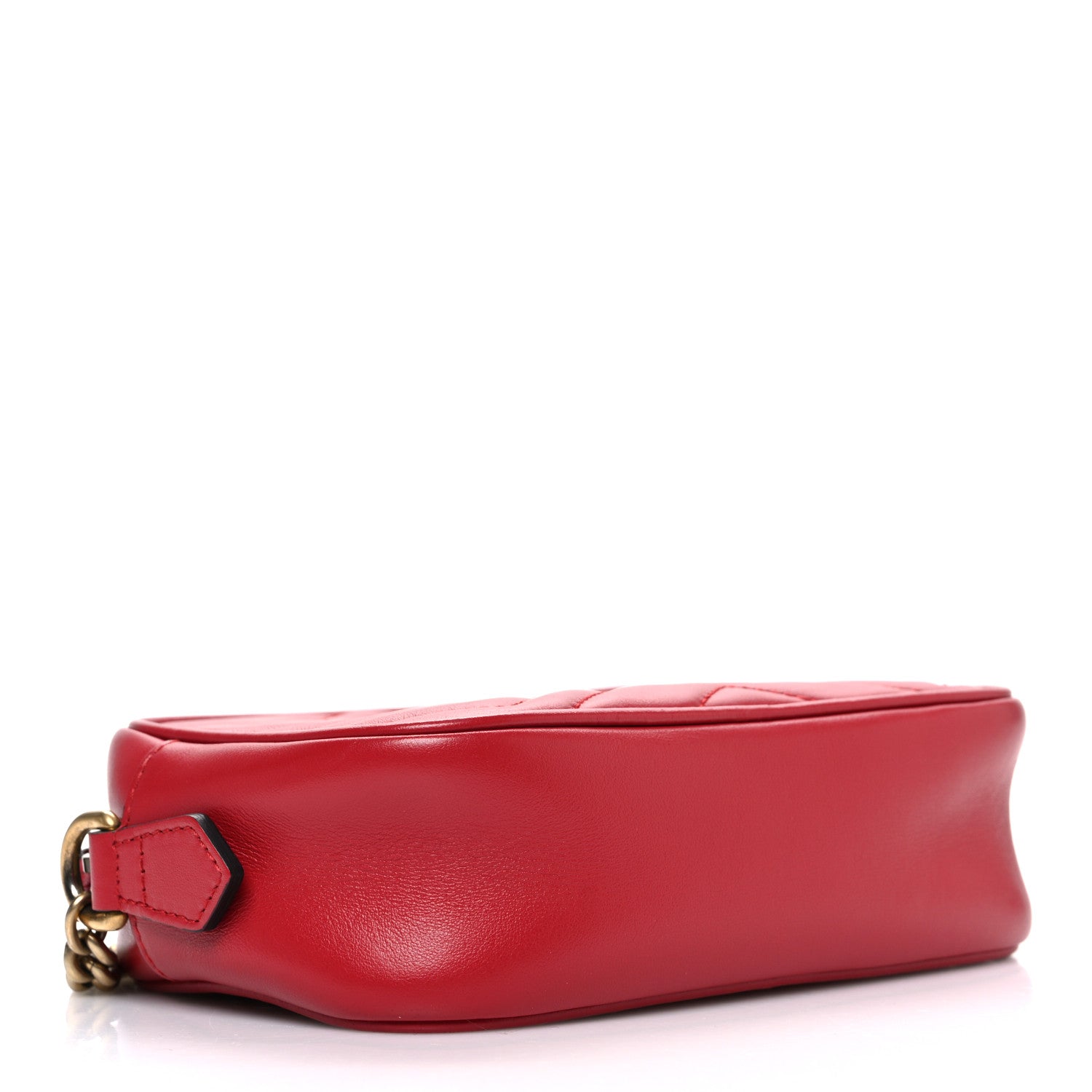 Calfskin Matelasse Mini GG Marmont Chain Shoulder Bag Hibiscus Red