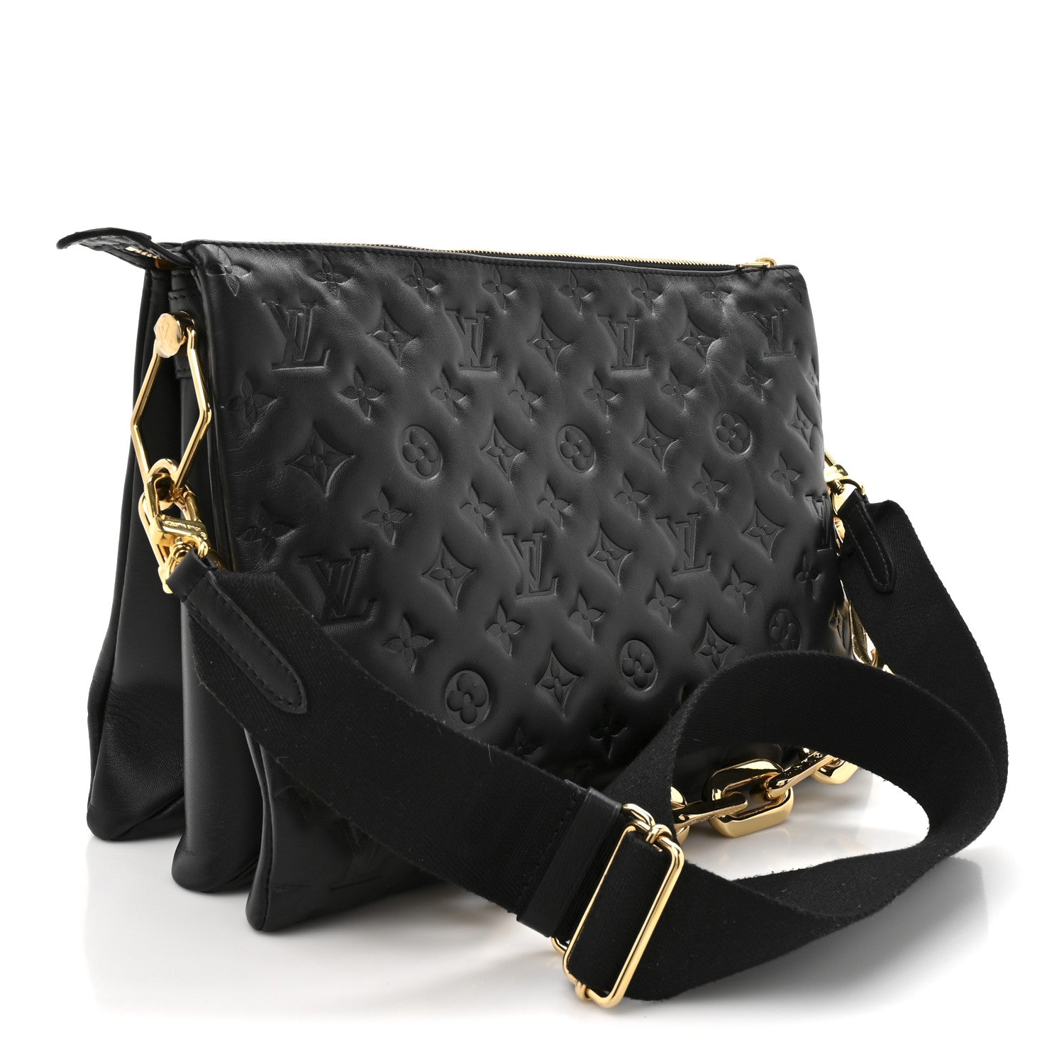 Lambskin Embossed Monogram Coussin MM Black