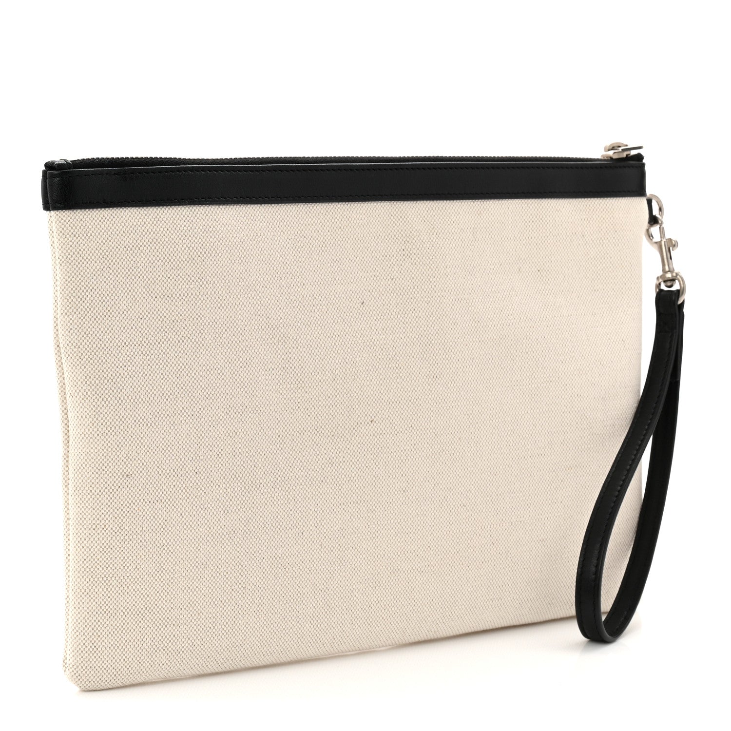 Linen Canvas Rive Gauche Zipped Pouch Optic White