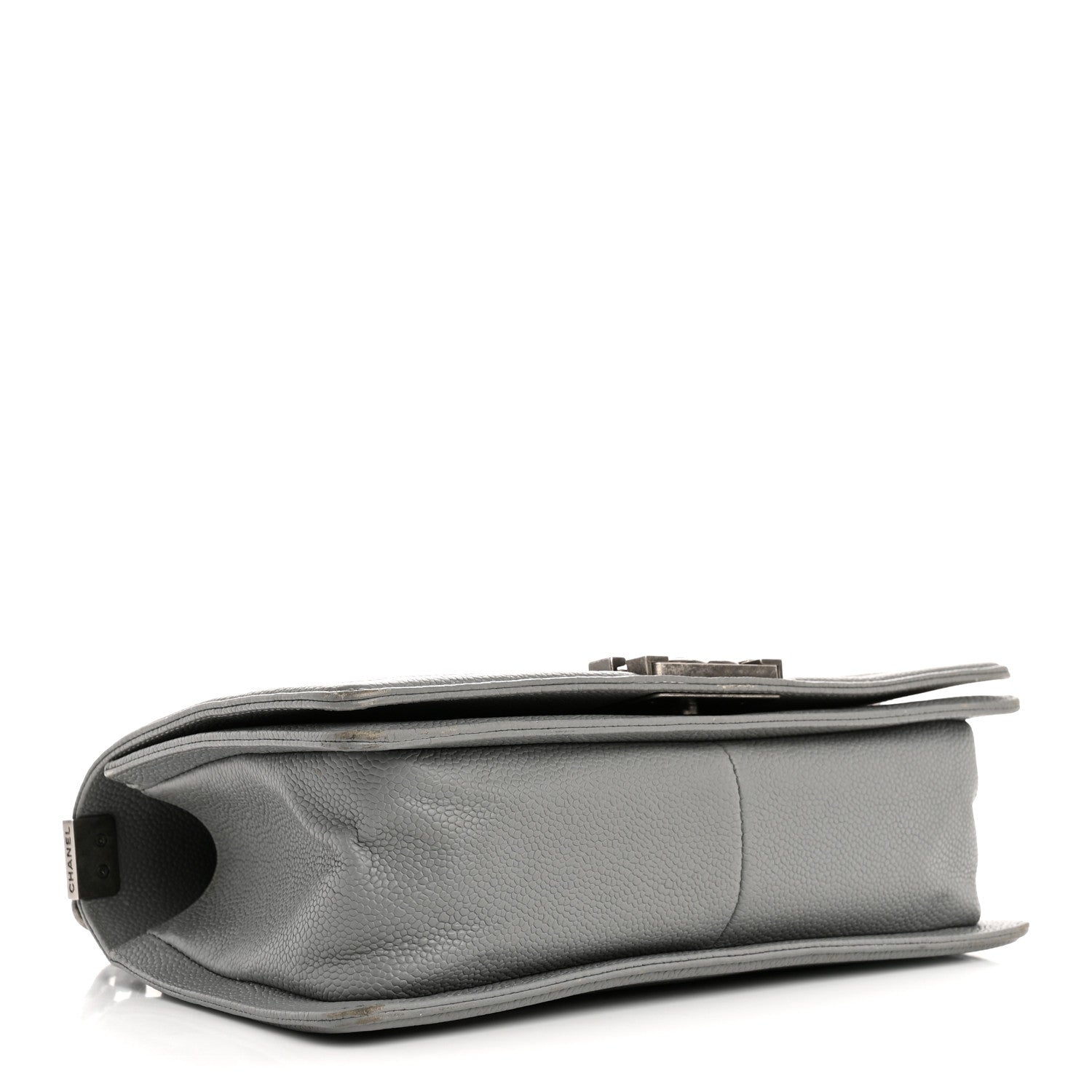 Caviar Chevron Quilted Medium Boy Flap Grey