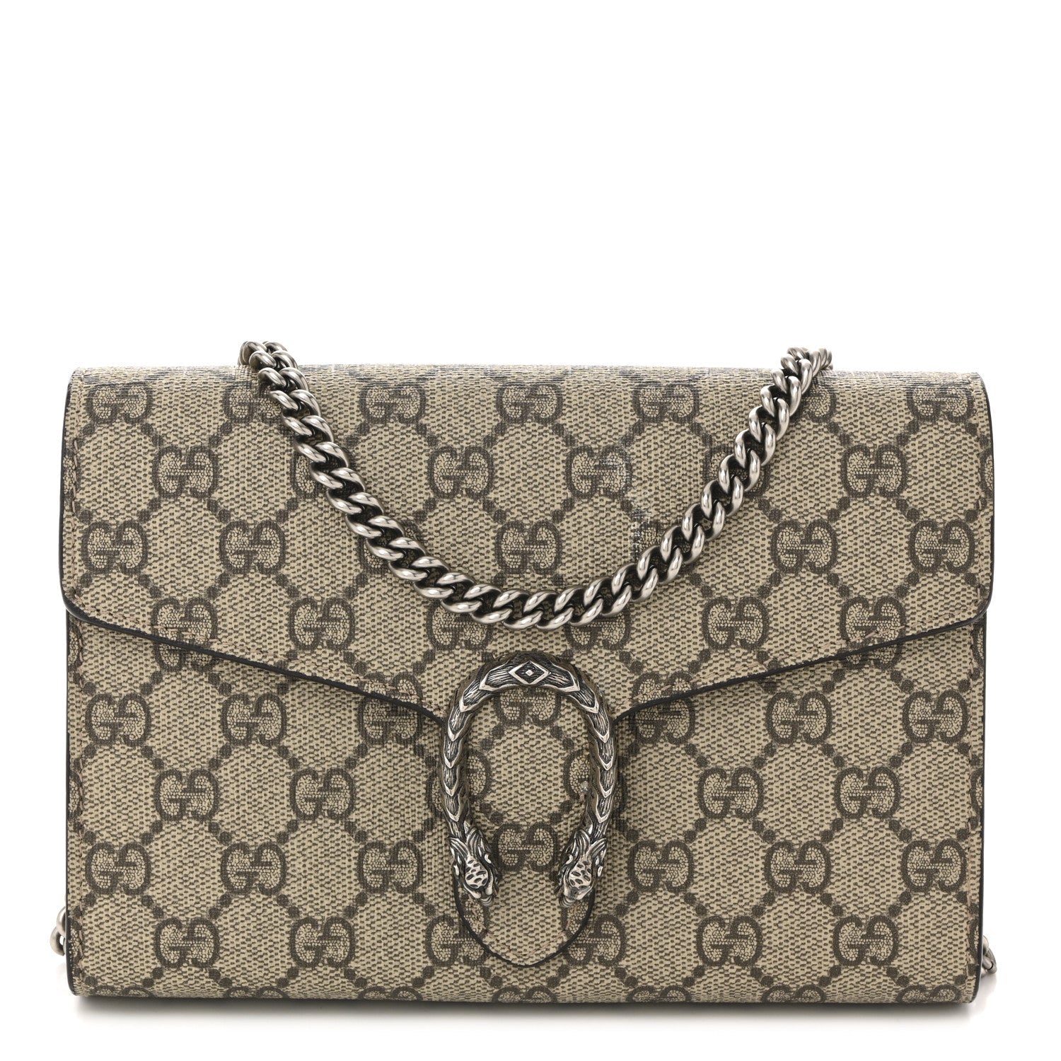 GG Supreme Monogram Mini Dionysus Chain Wallet Beige Vulcanic Red