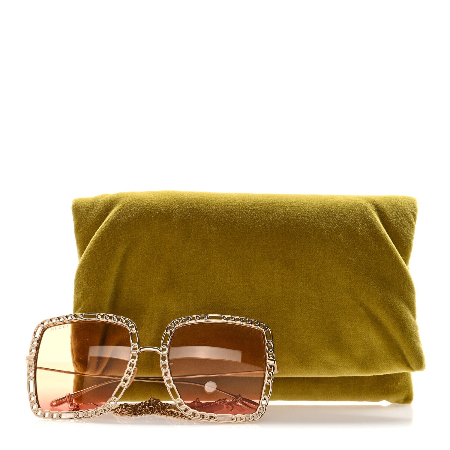 Square Frame Oversized Sunglasses GG1033S Gold Orange