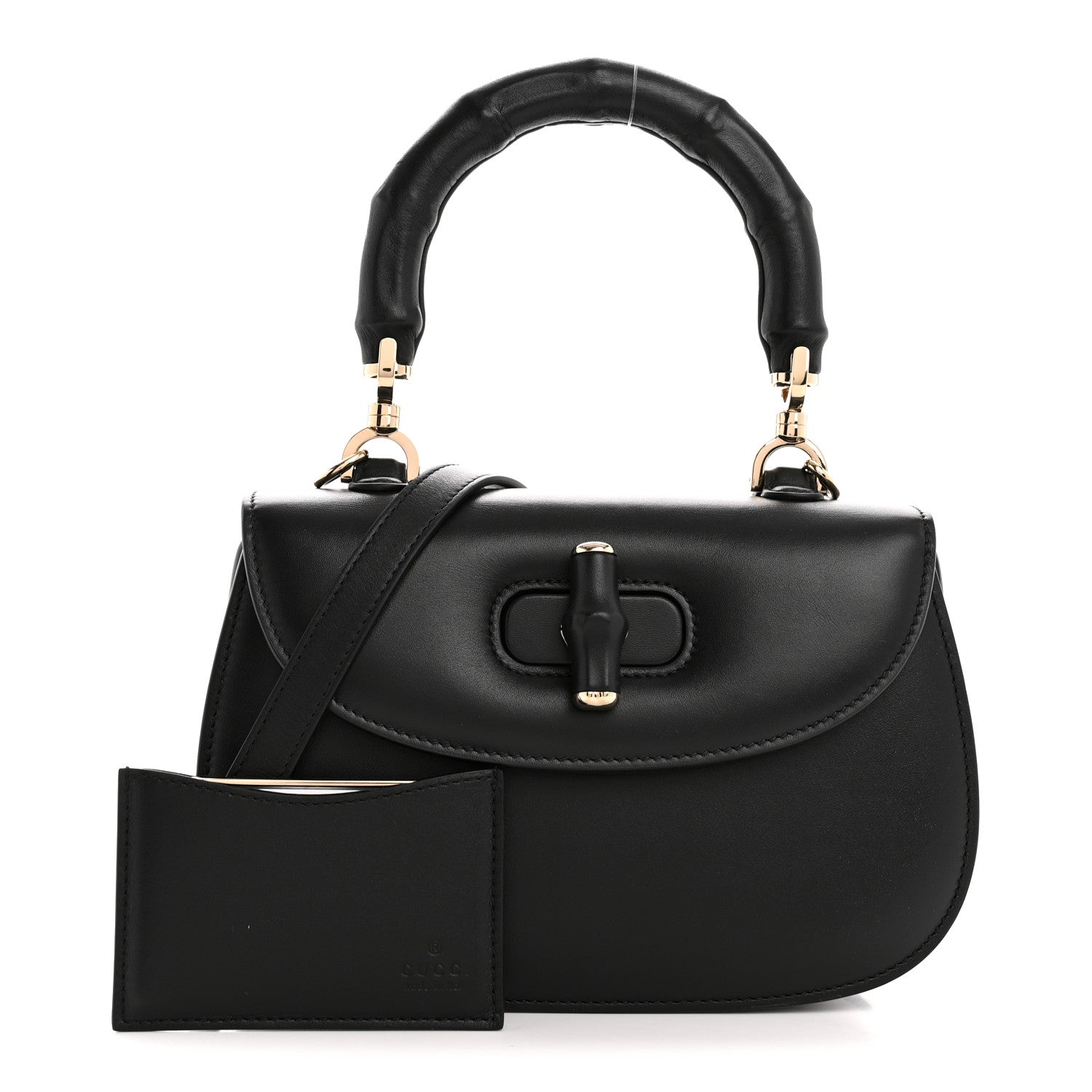 Boarded Dyana Lux Calfskin Web Monochrome Small Bamboo 1947 Top Handle Bag Black
