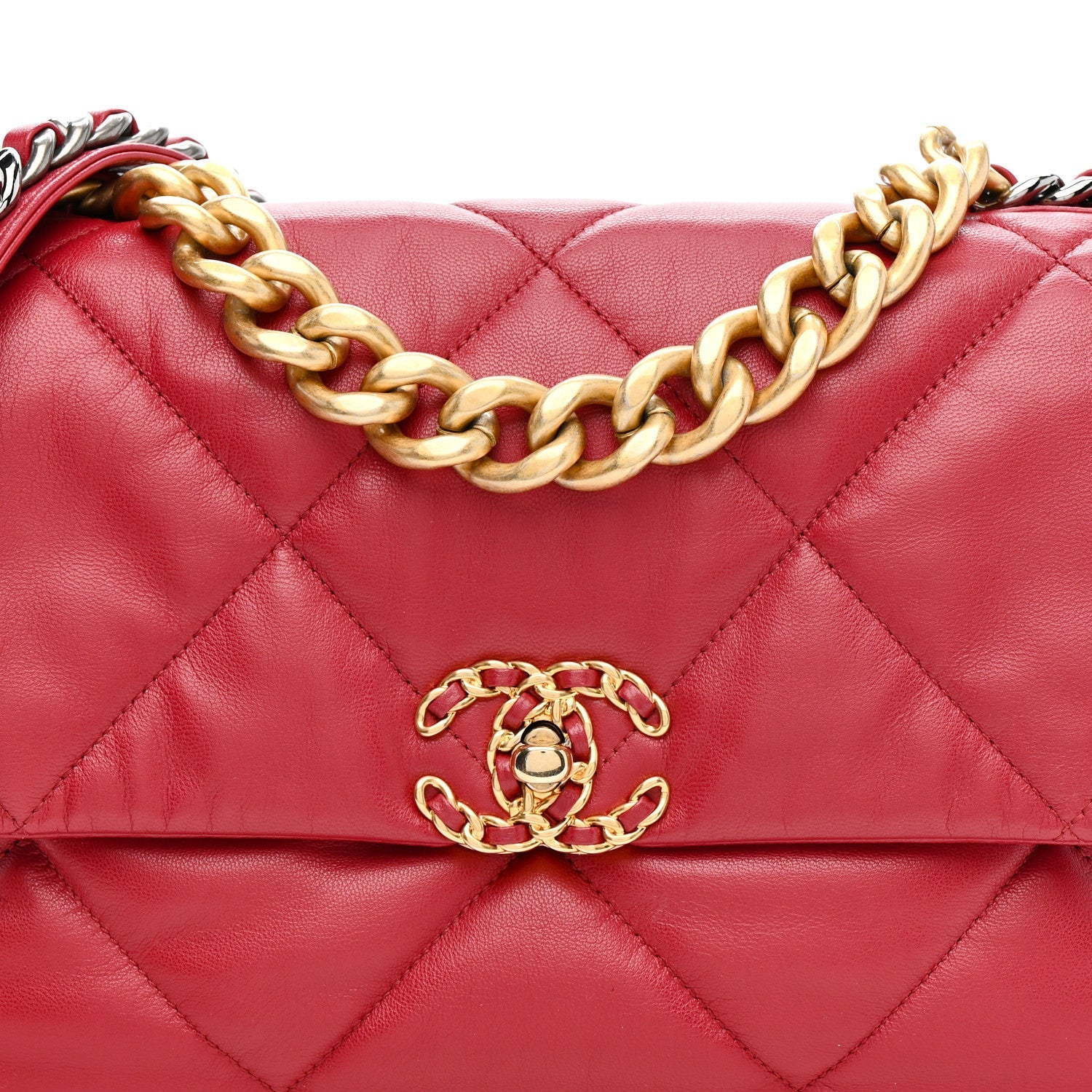 Goatskin Quilted Large Chanel 19 Flap Dark Pink