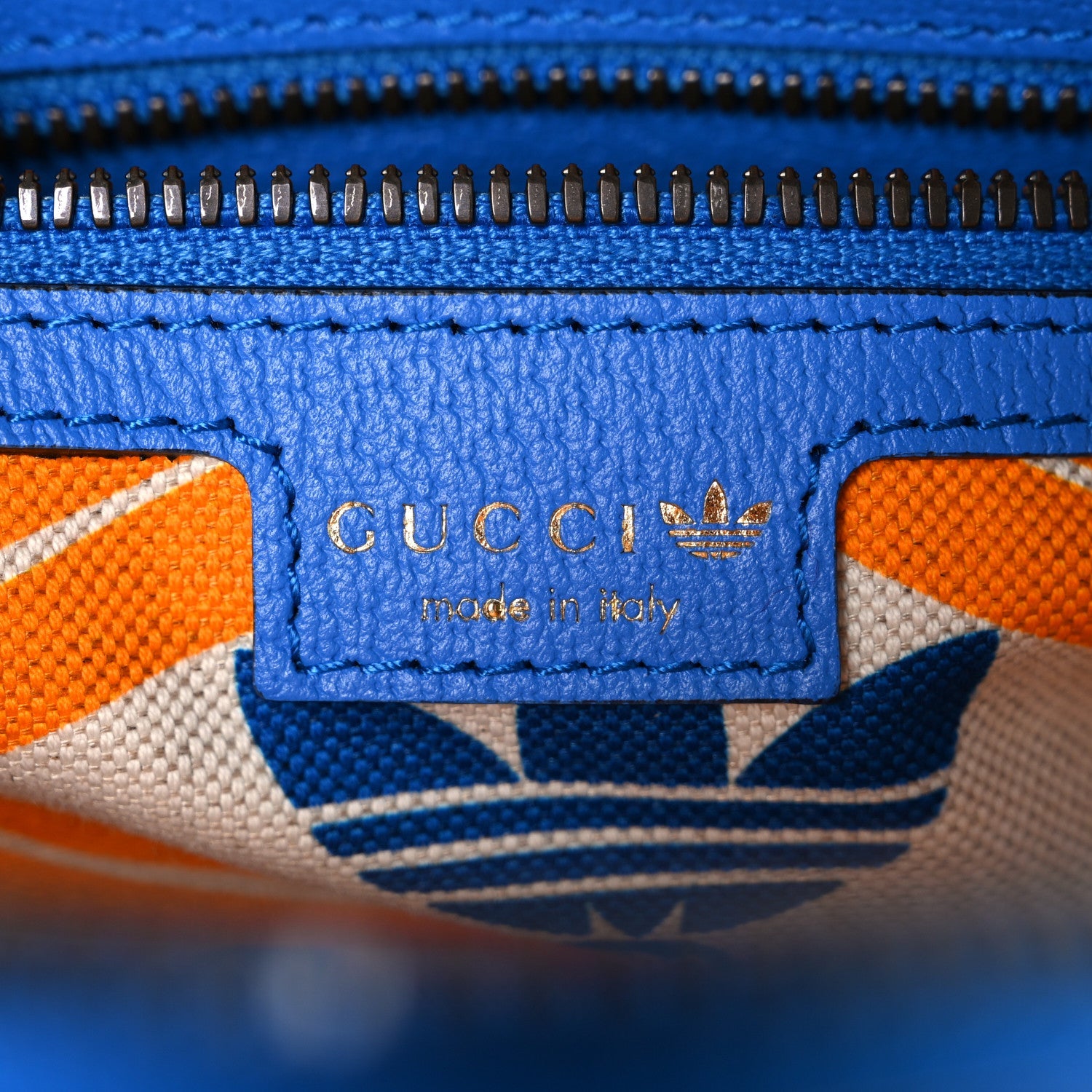 X ADIDAS Textured Dollar Calfskin Web Trefoil Logo Embossed Mini Bowling Bag Blue