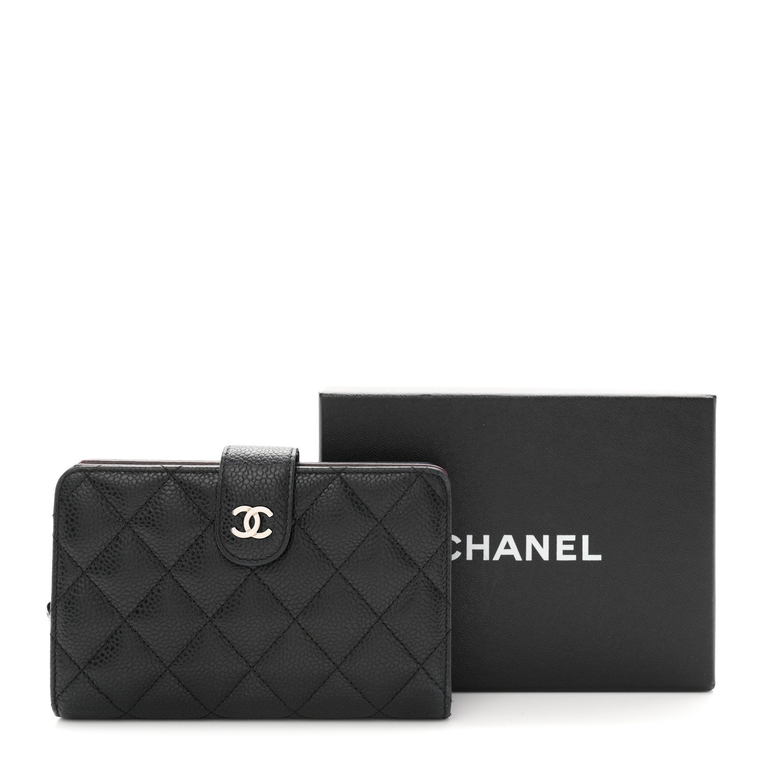 Caviar Quilted CC French Wallet Black