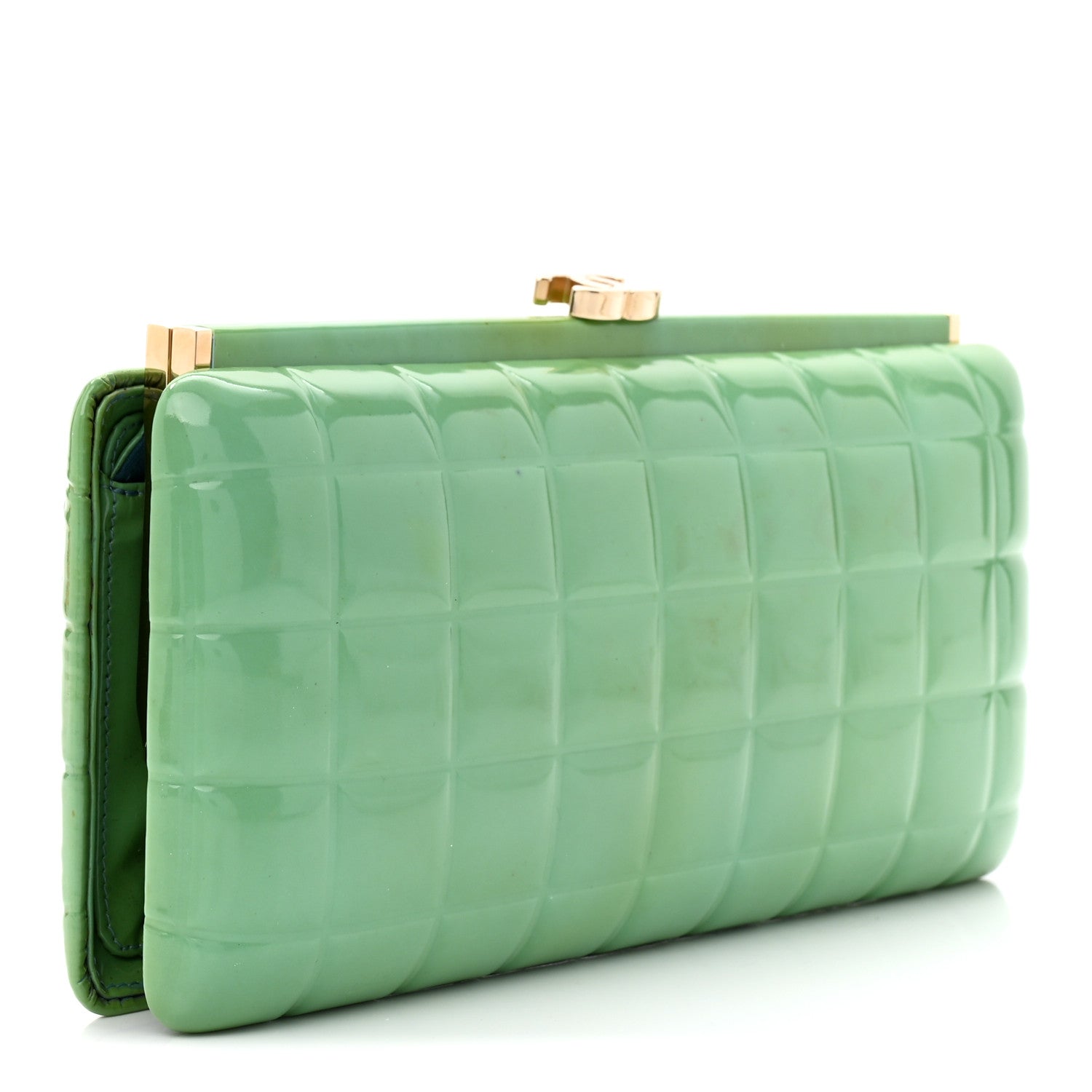 Patent Frame Chocolate Bar Clutch Light Blue