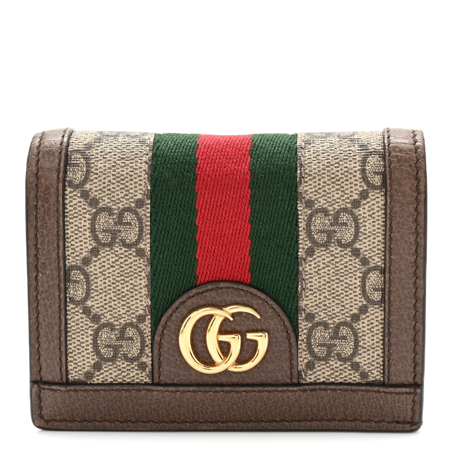GG Supreme Monogram Web Ophidia Card Case Beige New Acero