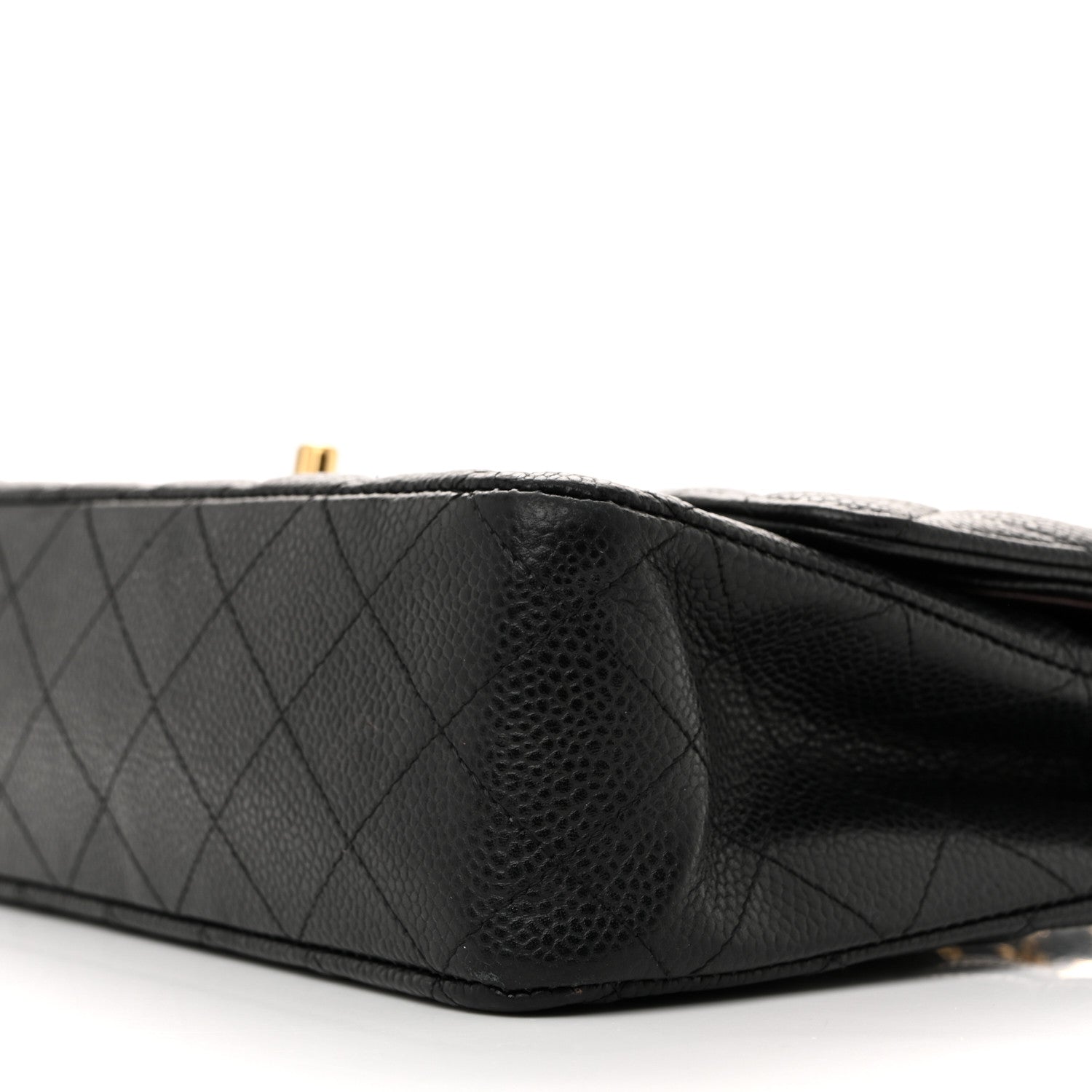 Caviar Quilted Medium Double Flap Black