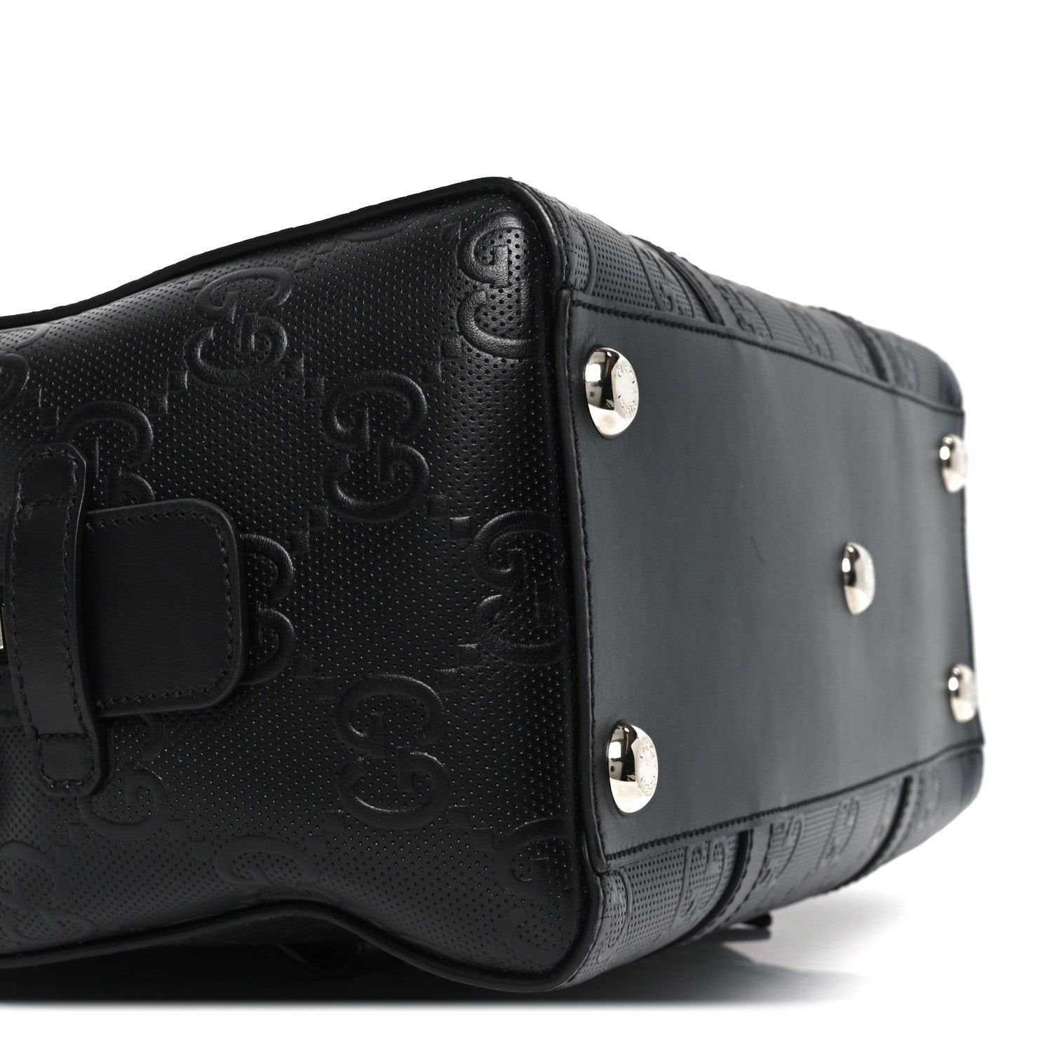Calfskin GG Tennis Embossed Tote Bag Black