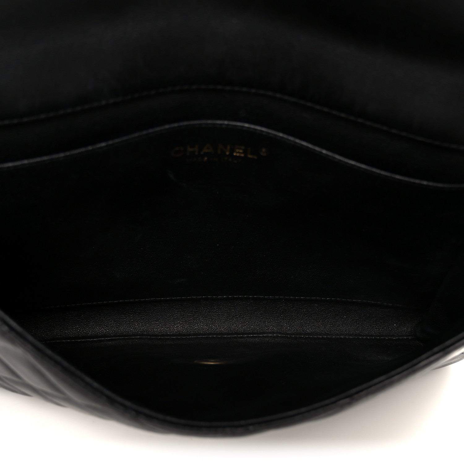 Lambskin Quilted Clutch With Chain Flap Black