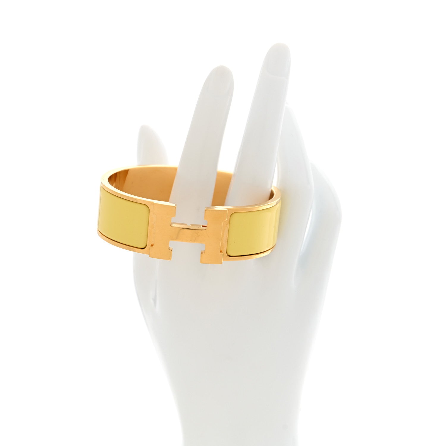 Enamel Wide Clic Clac H Bracelet PM Jaune Citron