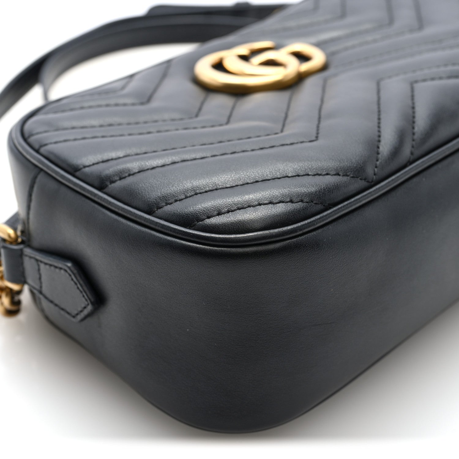 Calfskin Matelasse Small GG Marmont Chain Shoulder Bag Black