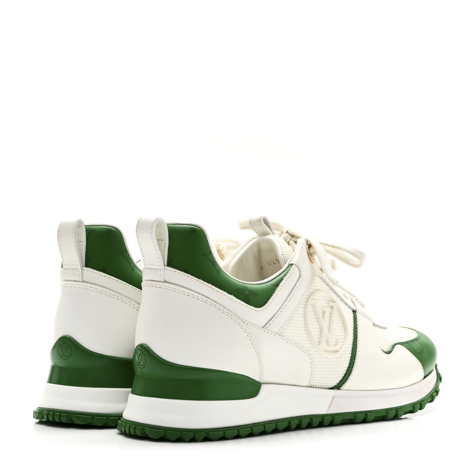 Calfskin Monogram Run Away Sneakers 37 White Green