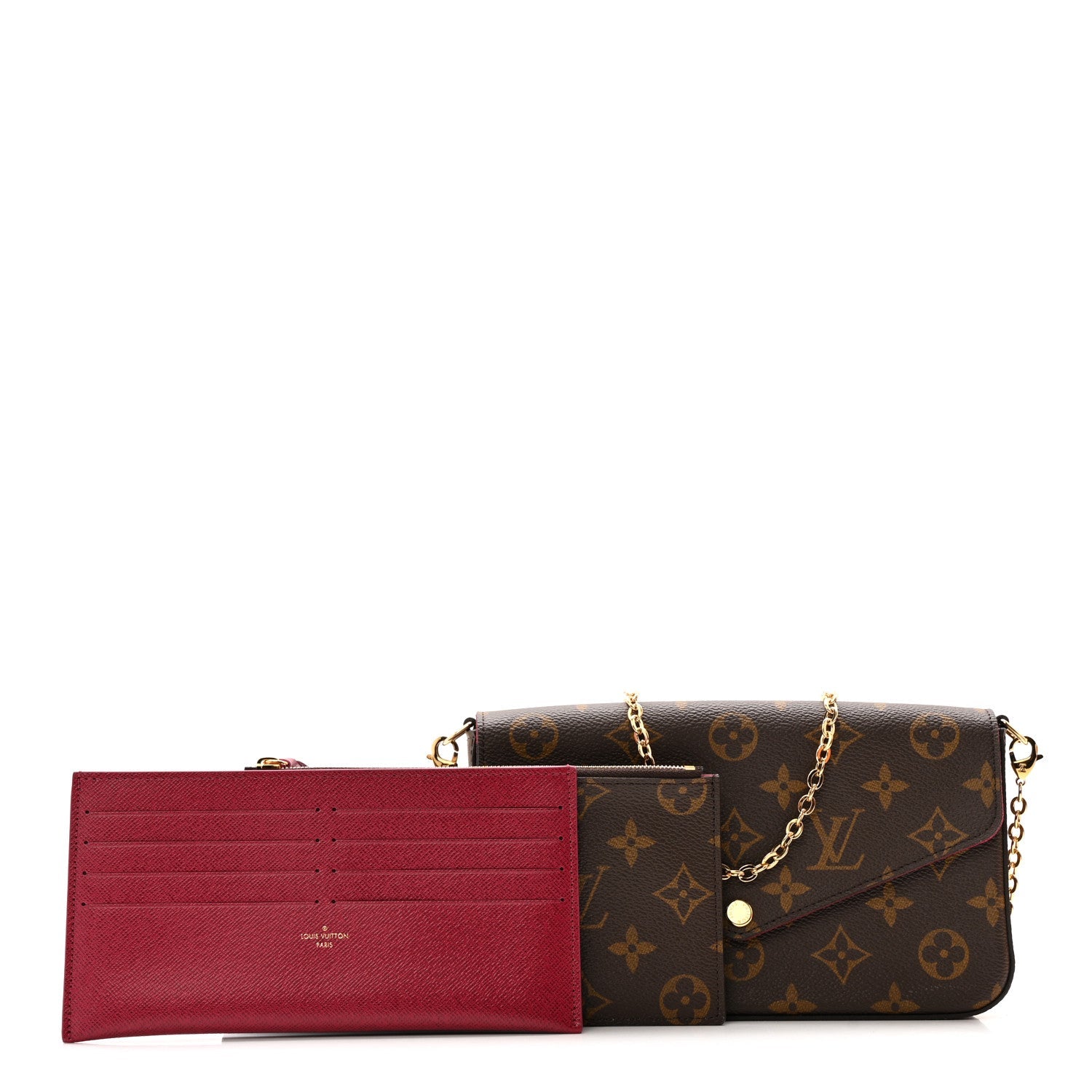 Monogram Pochette Felicie Chain Wallet Fuchsia