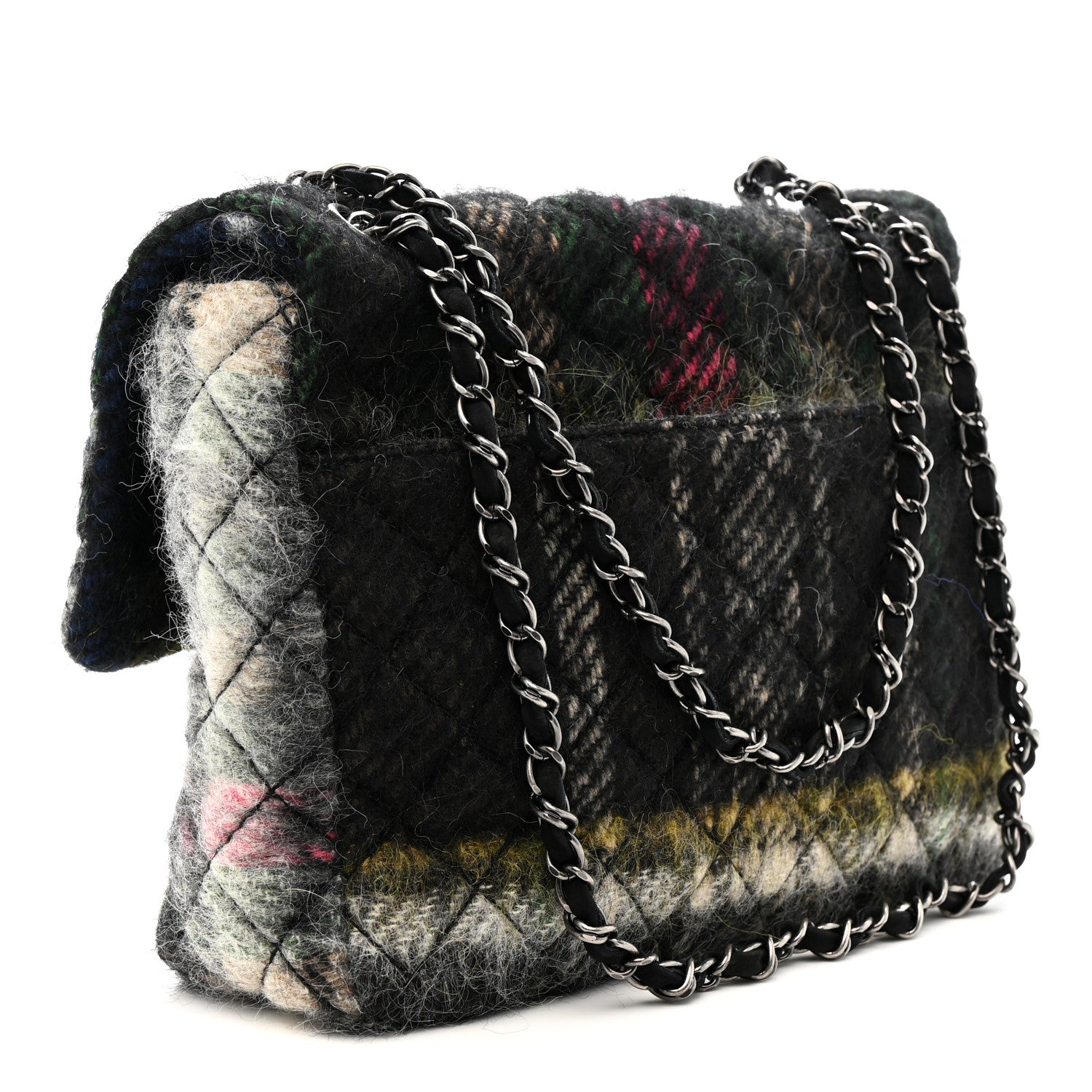 Mohair Quilted Tartan Day Flap Dark Multicolor