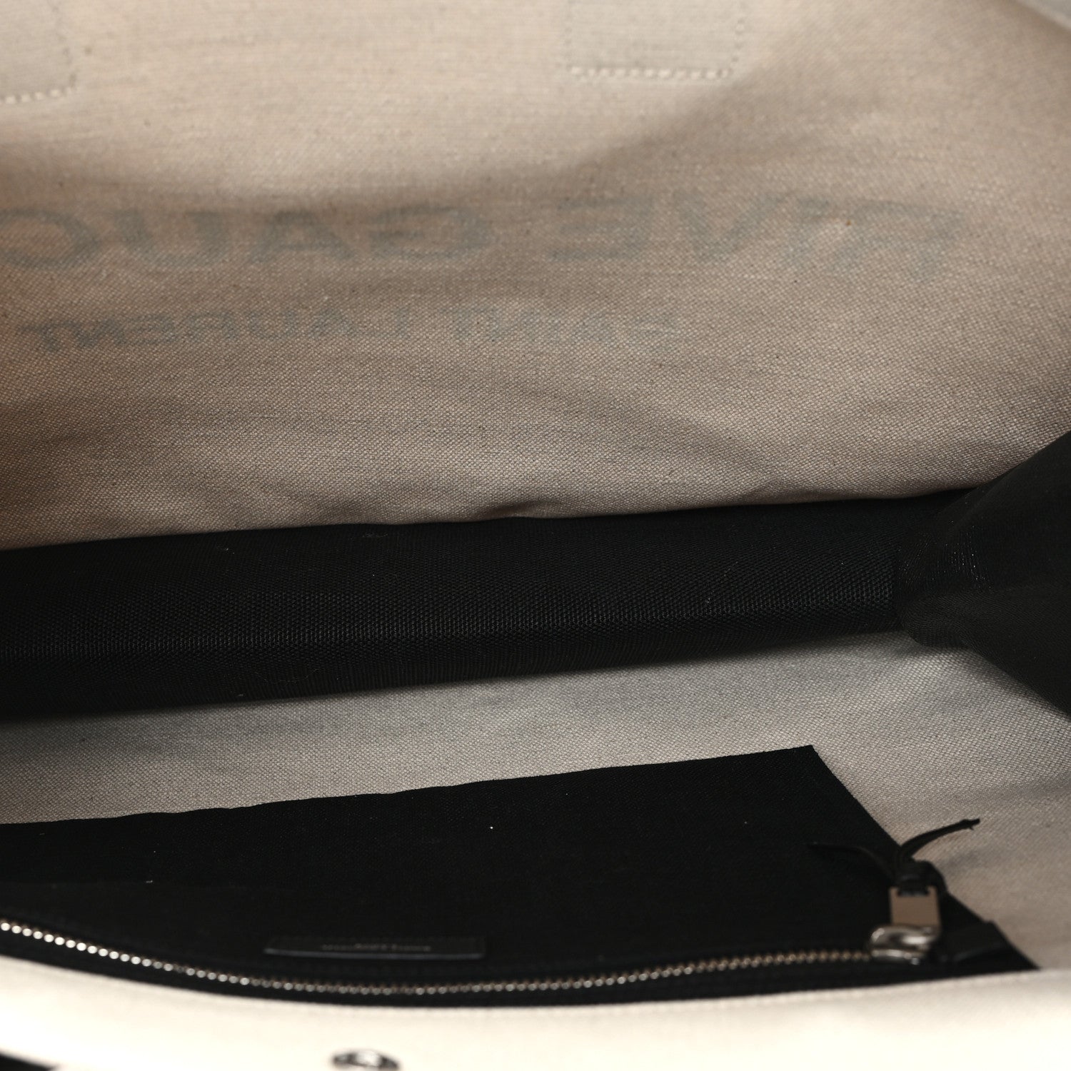 Linen Calfskin Small Rive Gauche Tote Natural Black