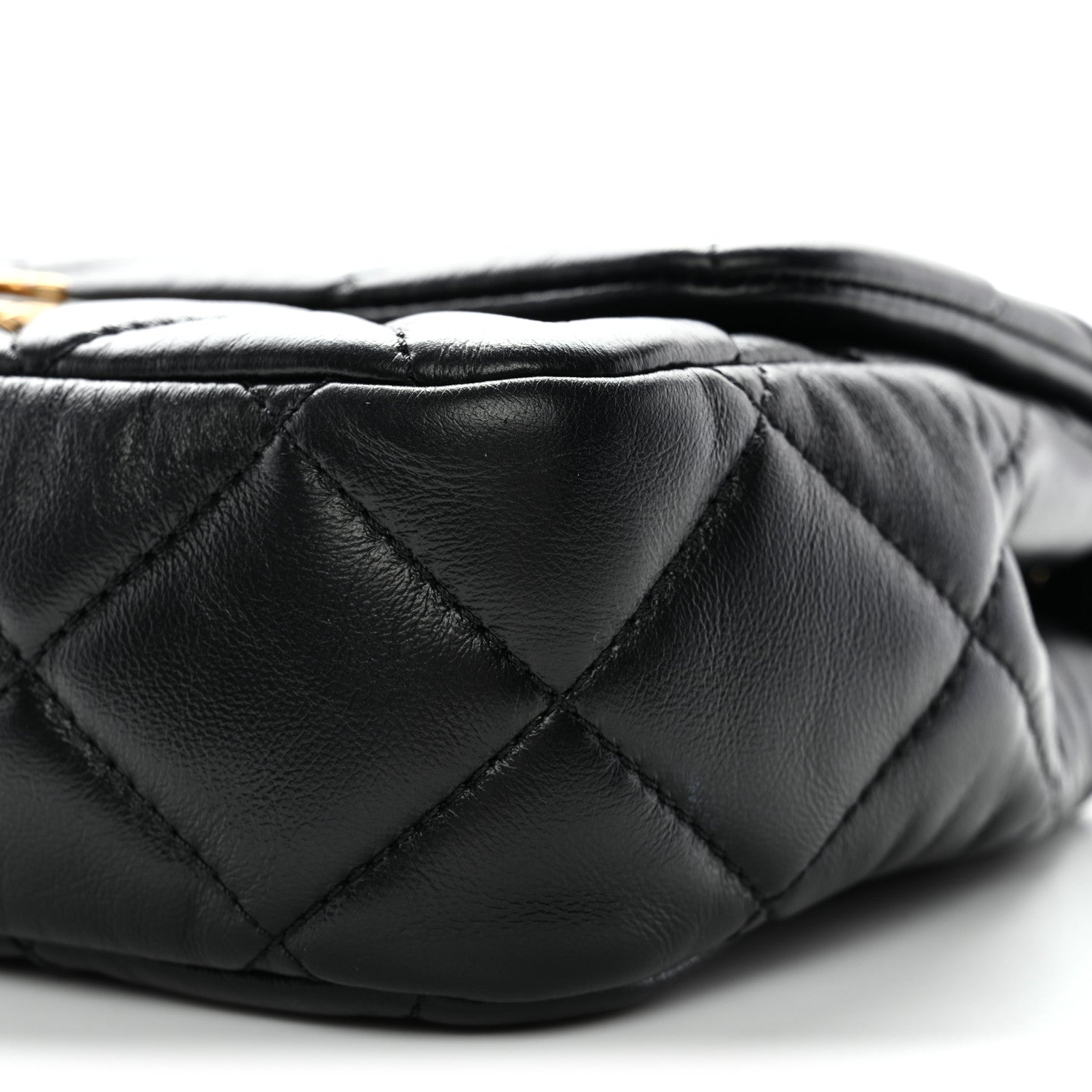 Lambskin Quilted Mini Square Flap Black