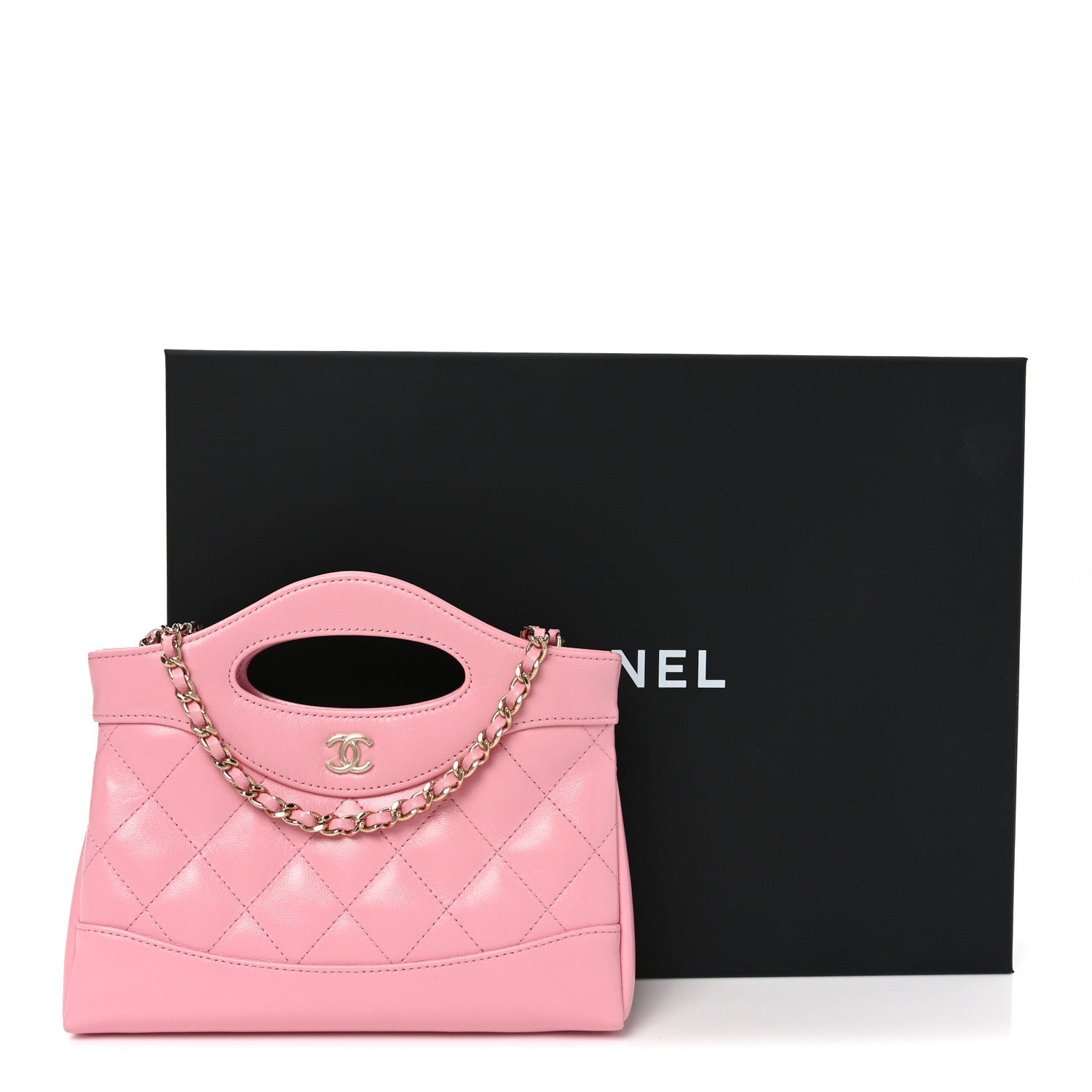 Shiny Lambskin Quilted Nano 31 Shopping Bag Pink