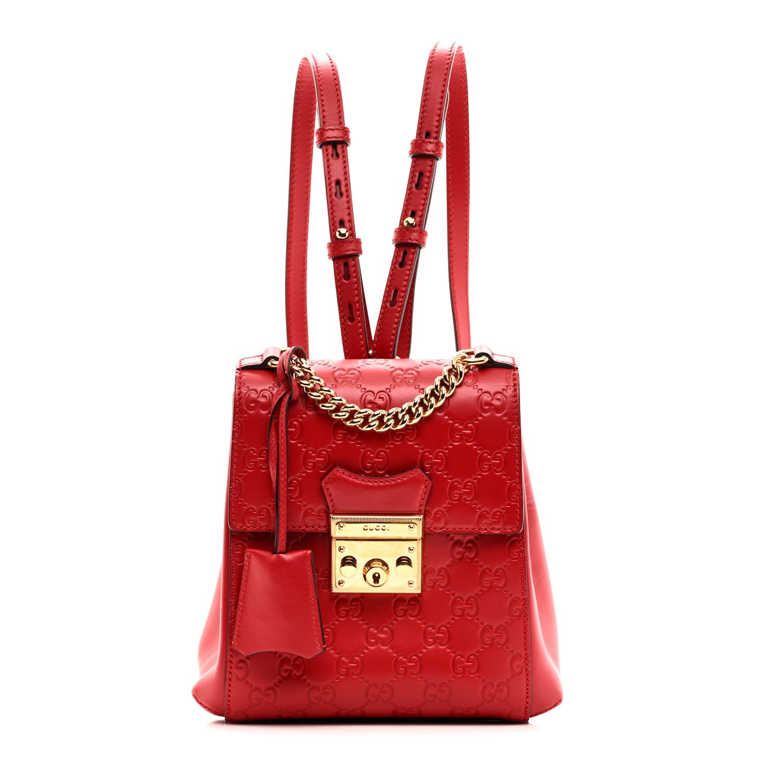 Guccissima Signature Padlock Backpack Hibiscus Red