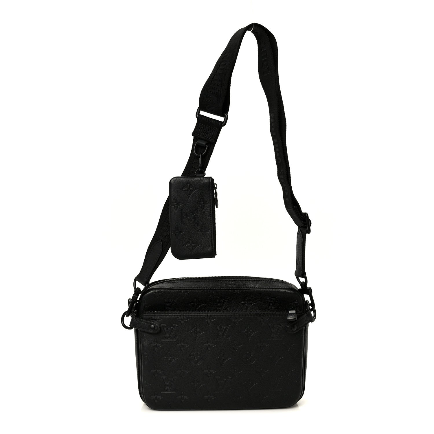 Calfskin Monogram Shadow Trio Messenger Black