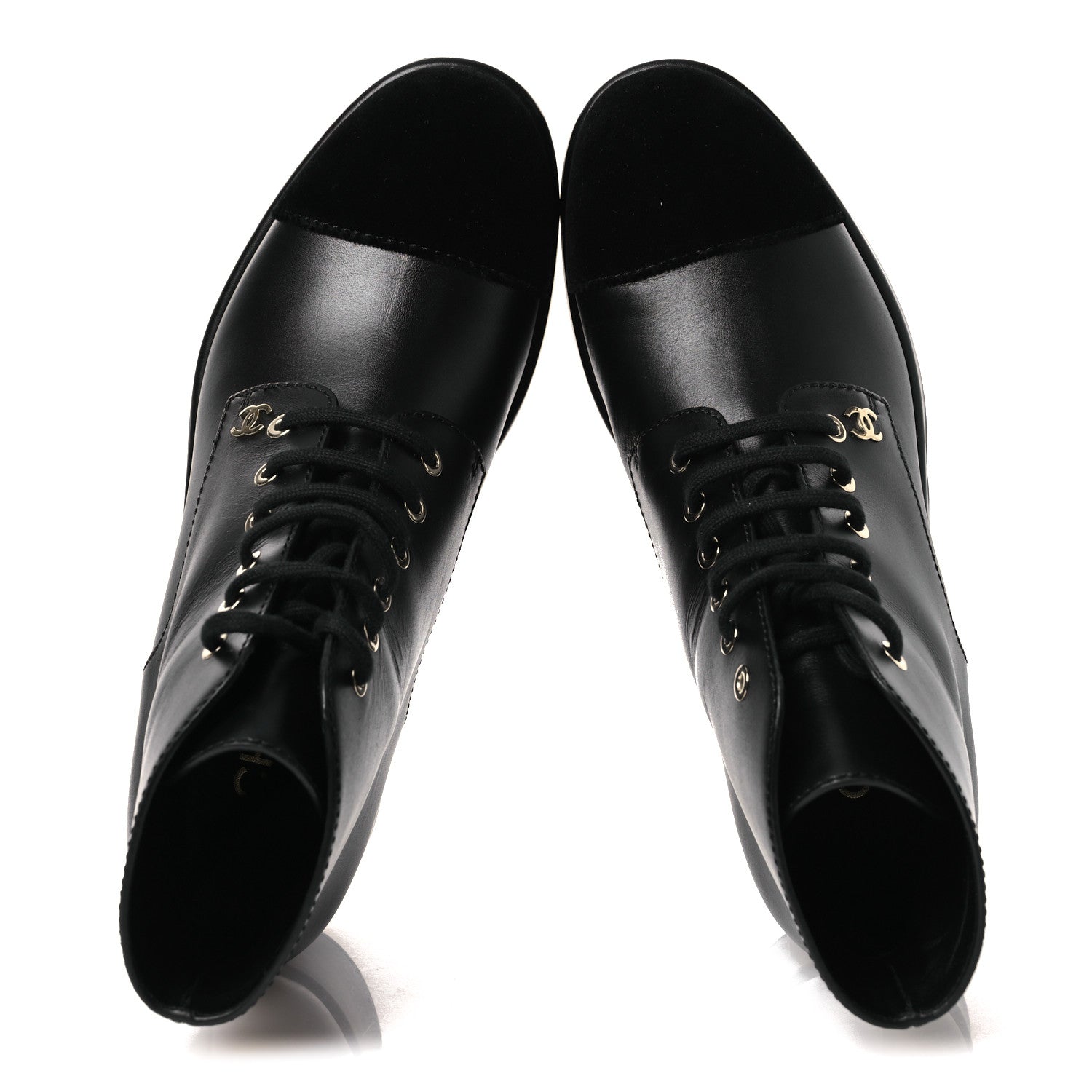 Calfskin Velvet CC Cap Toe Boots 40 Black