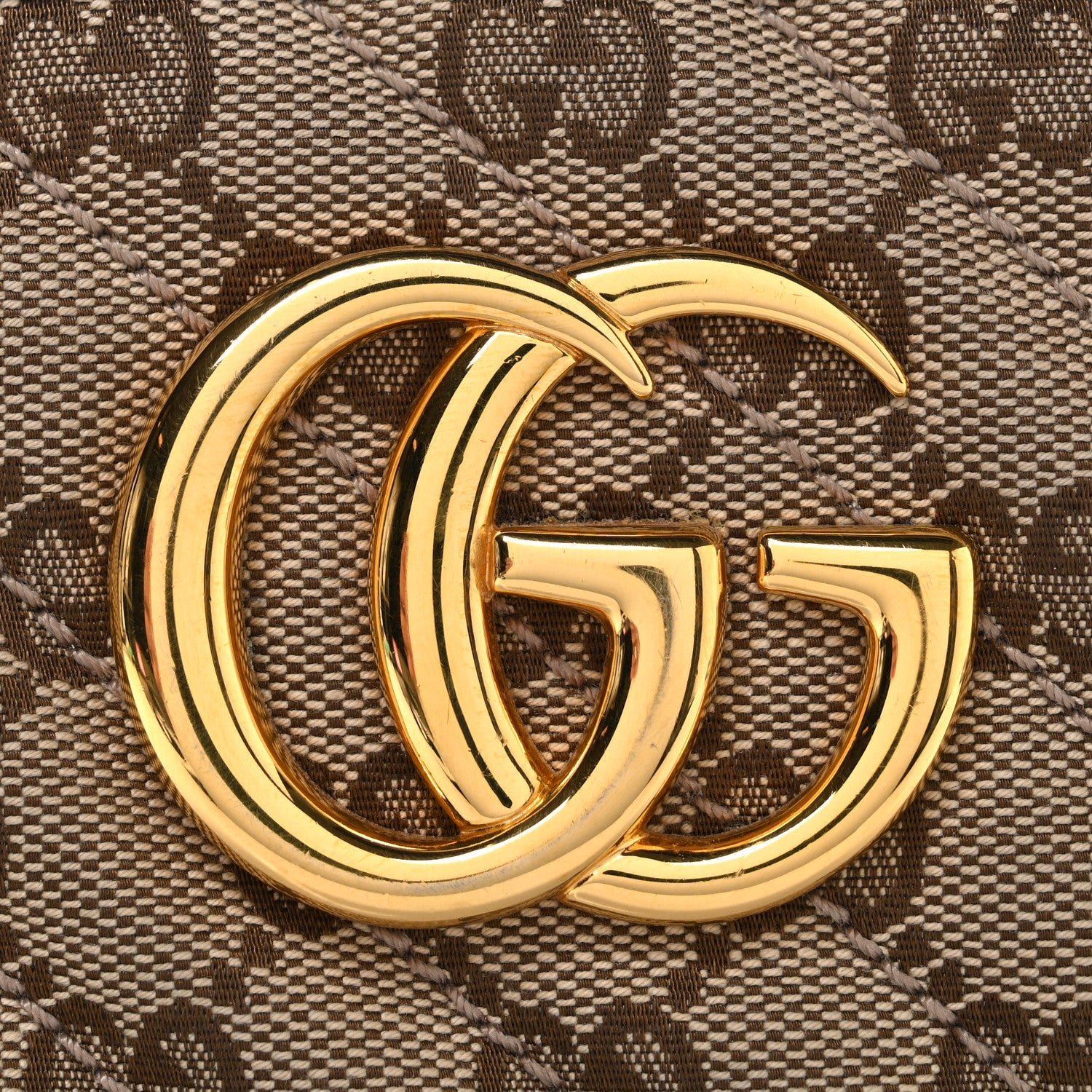 Monogram Matelasse Diagonal Small GG Marmont Chain Shoulder Bag Beige Black