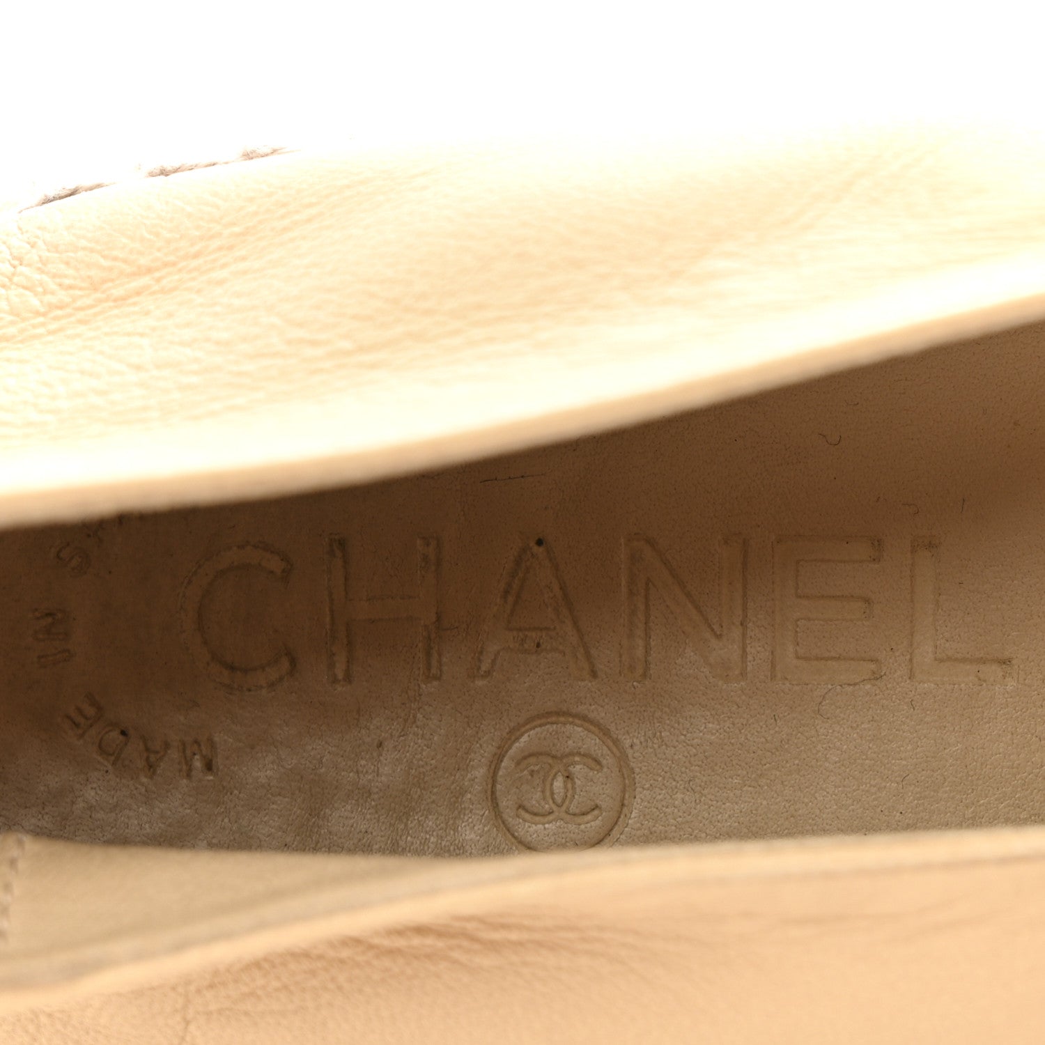 Lambskin CC Espadrilles 37 Beige Black