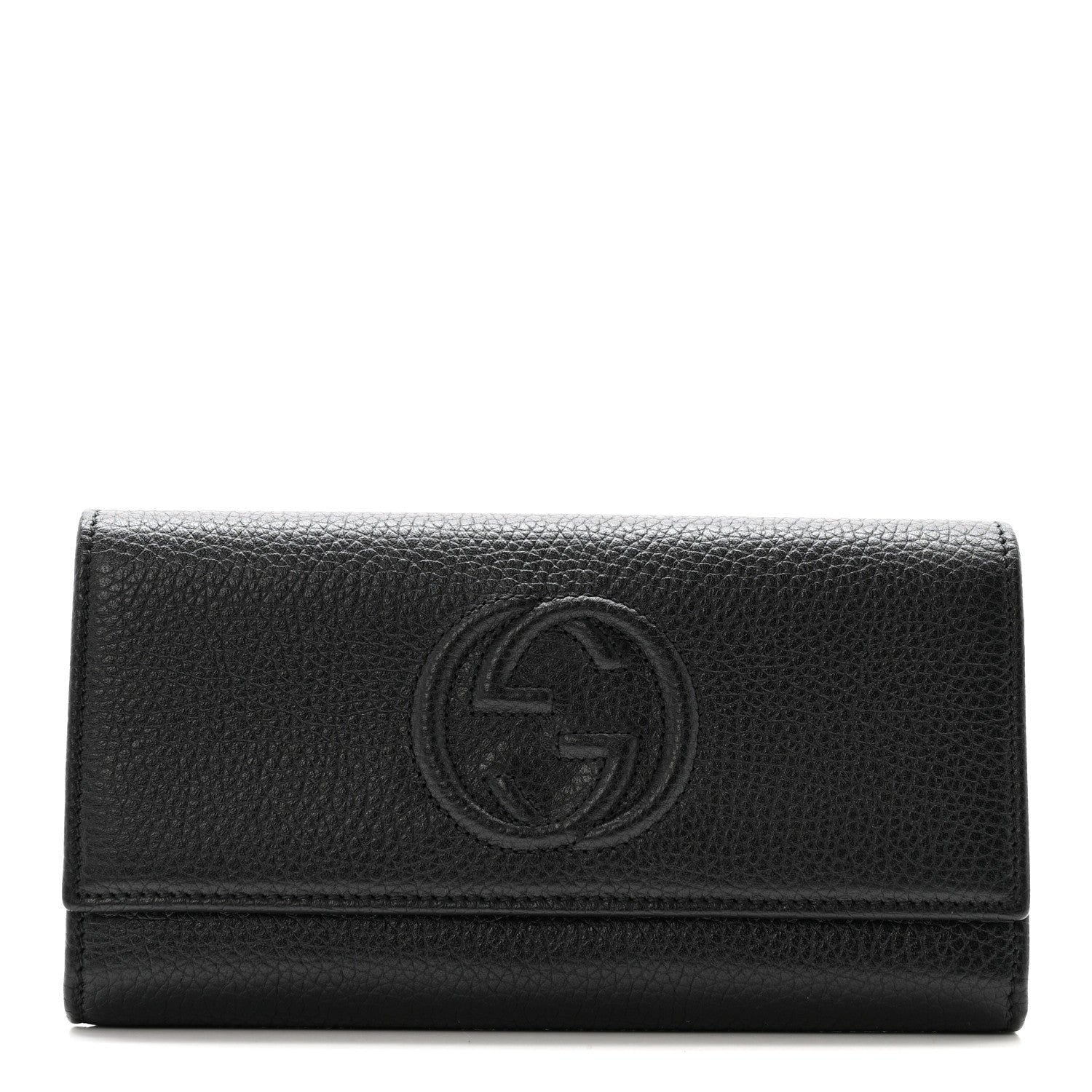 Pebbled Calfskin Large Soho Continental Wallet Black
