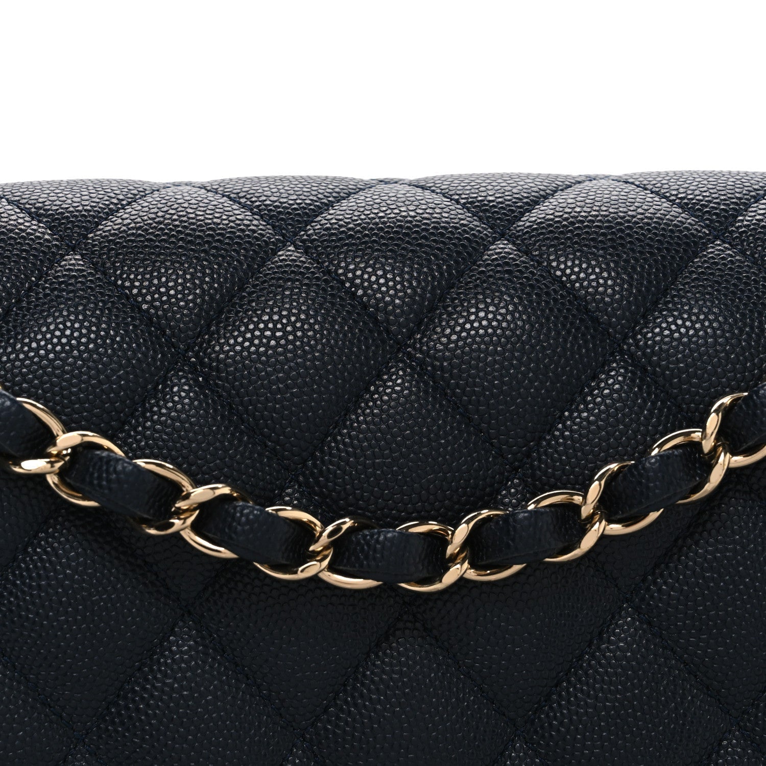 Caviar Quilted Medium Double Flap Navy