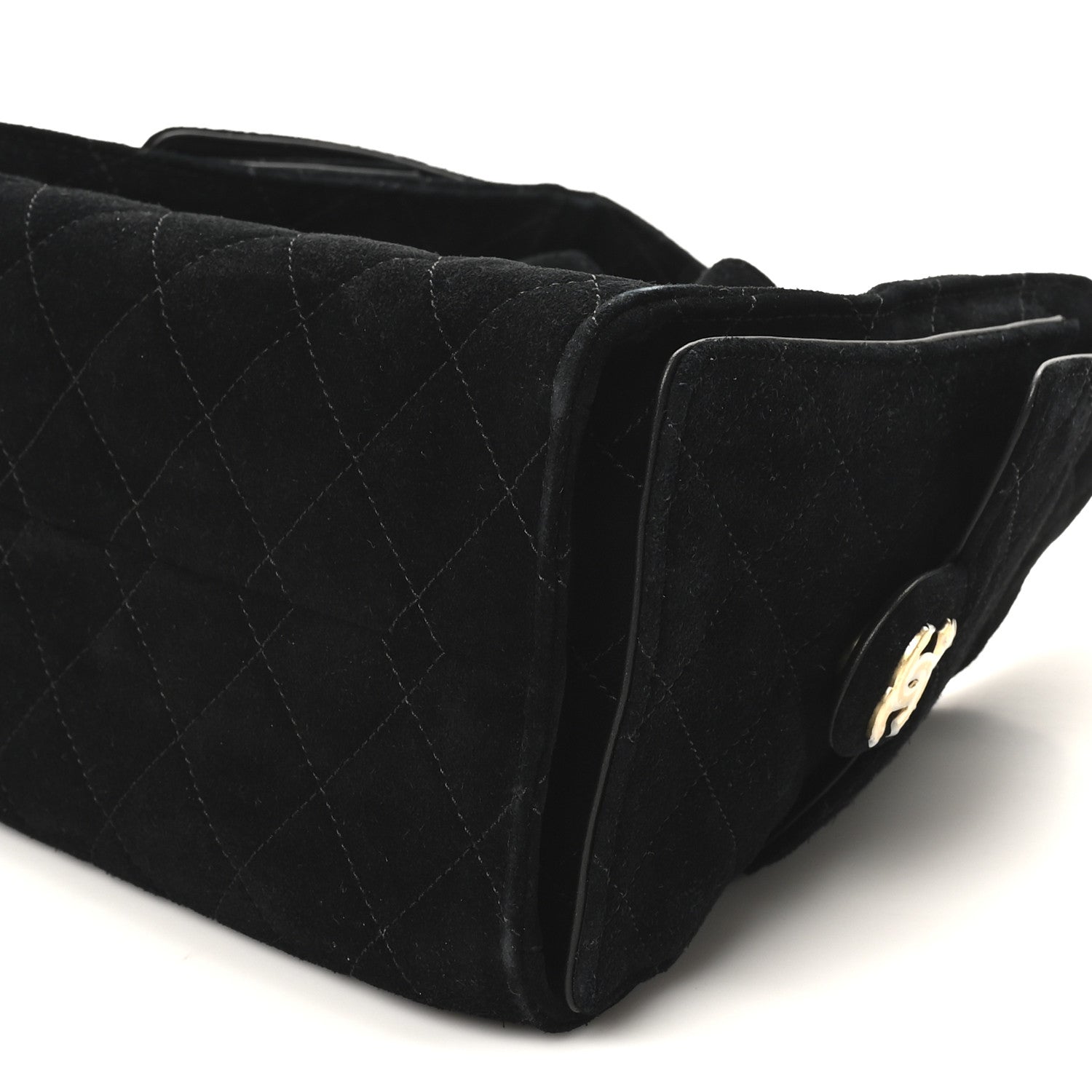 Suede Quilted Small Chanel 25 Handbag Black