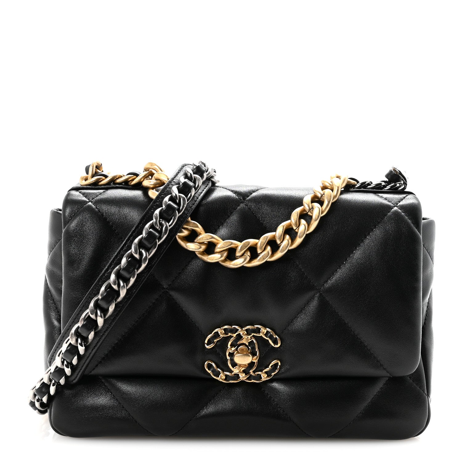 Lambskin Quilted Medium Chanel 19 Flap Black