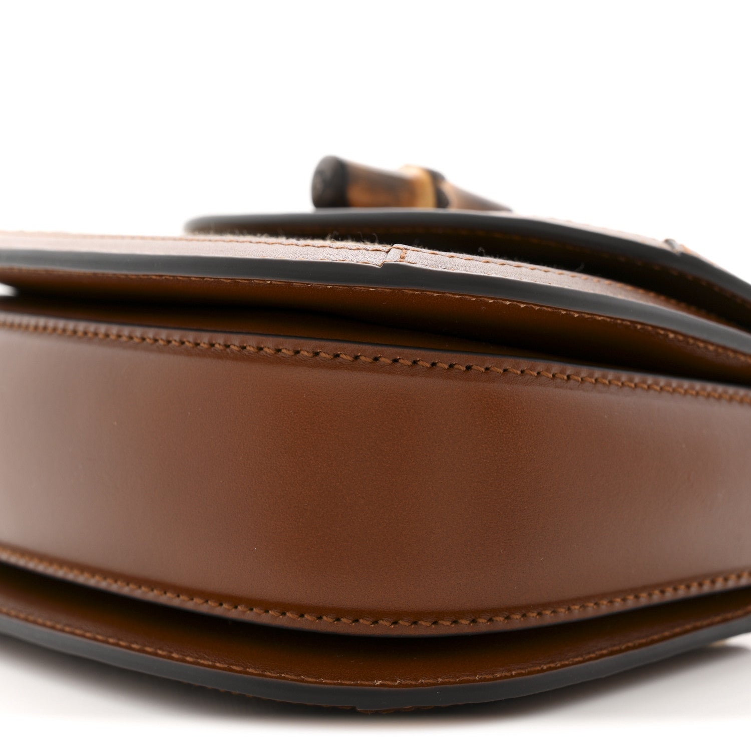 New Canvas Charisma Calfskin Crystal GG Monogram Small Bamboo 1947 Top Handle Bag Camel Ebony