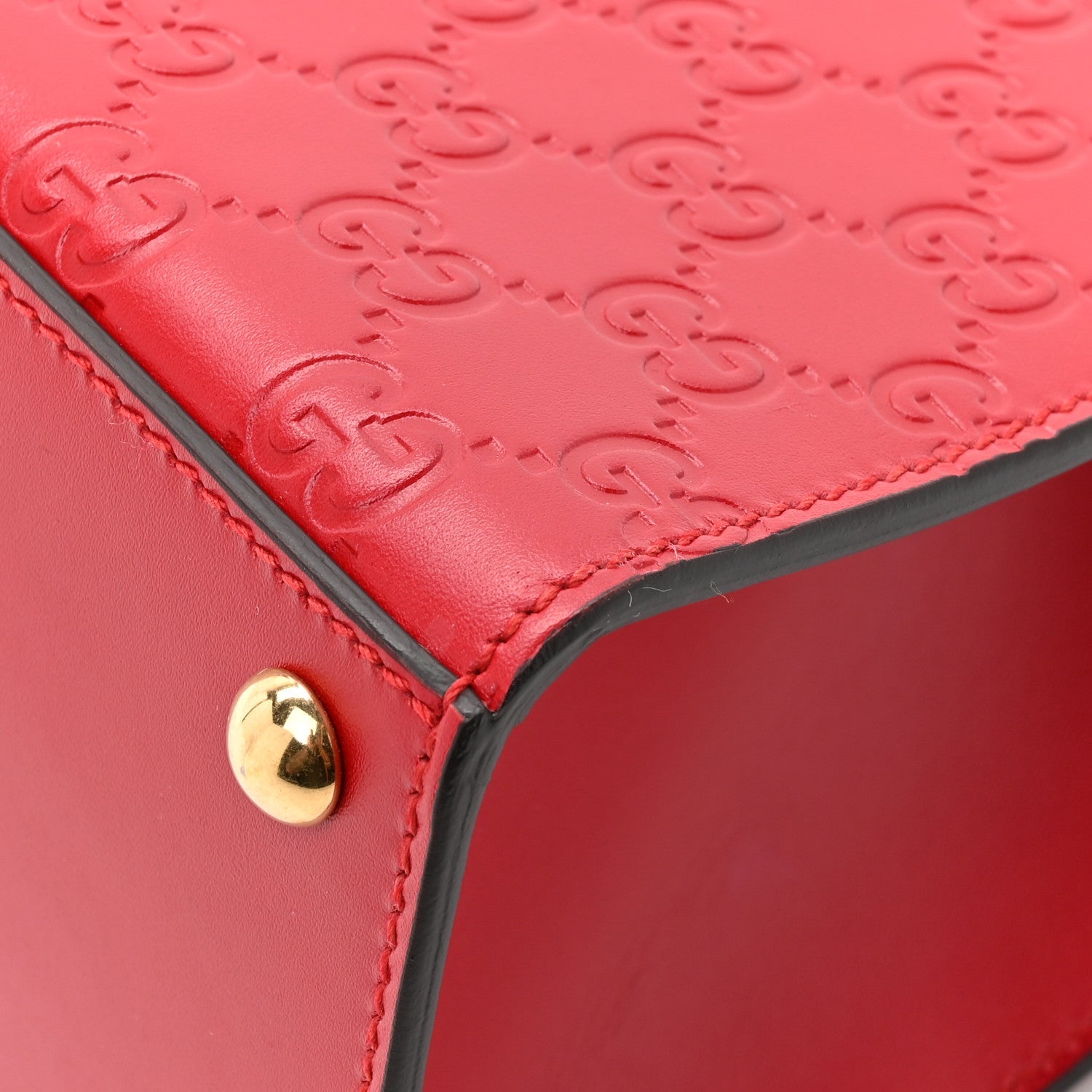 Guccissima Signature Medium Padlock Top Handle Bag Hibiscus Red