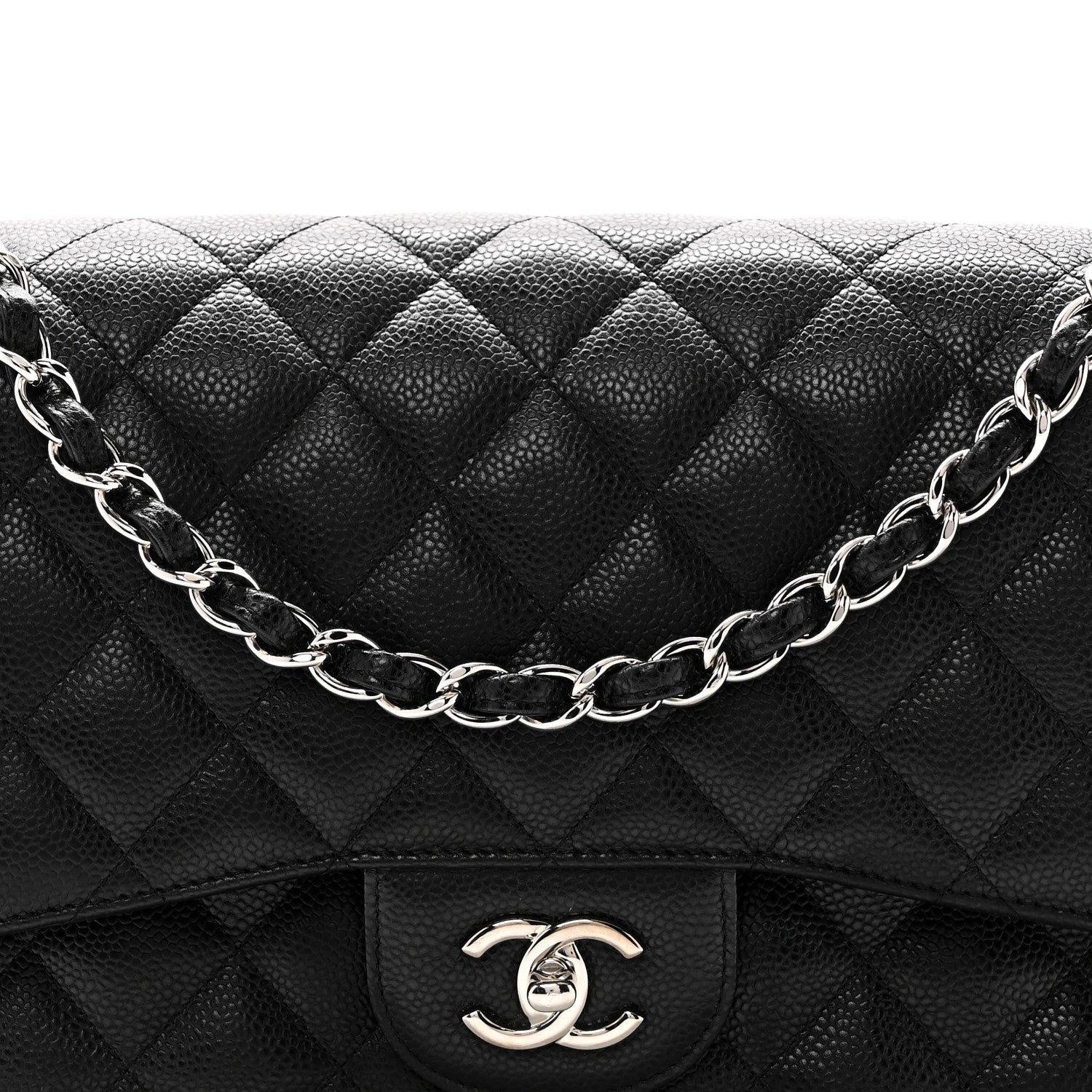 Caviar Quilted Jumbo Double Flap Black